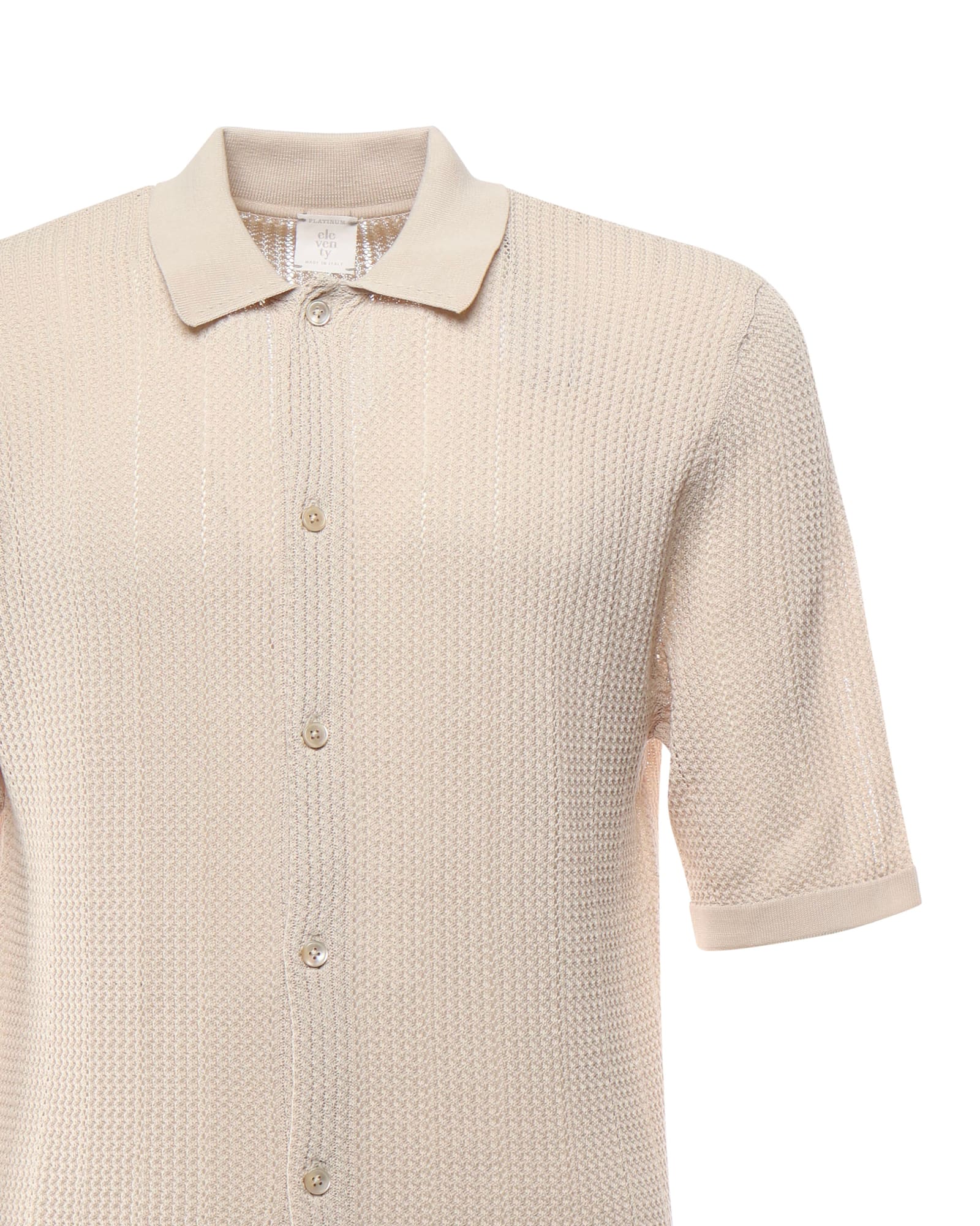 Eleventy Sand Cotton Regular Fit Shirt In Sand