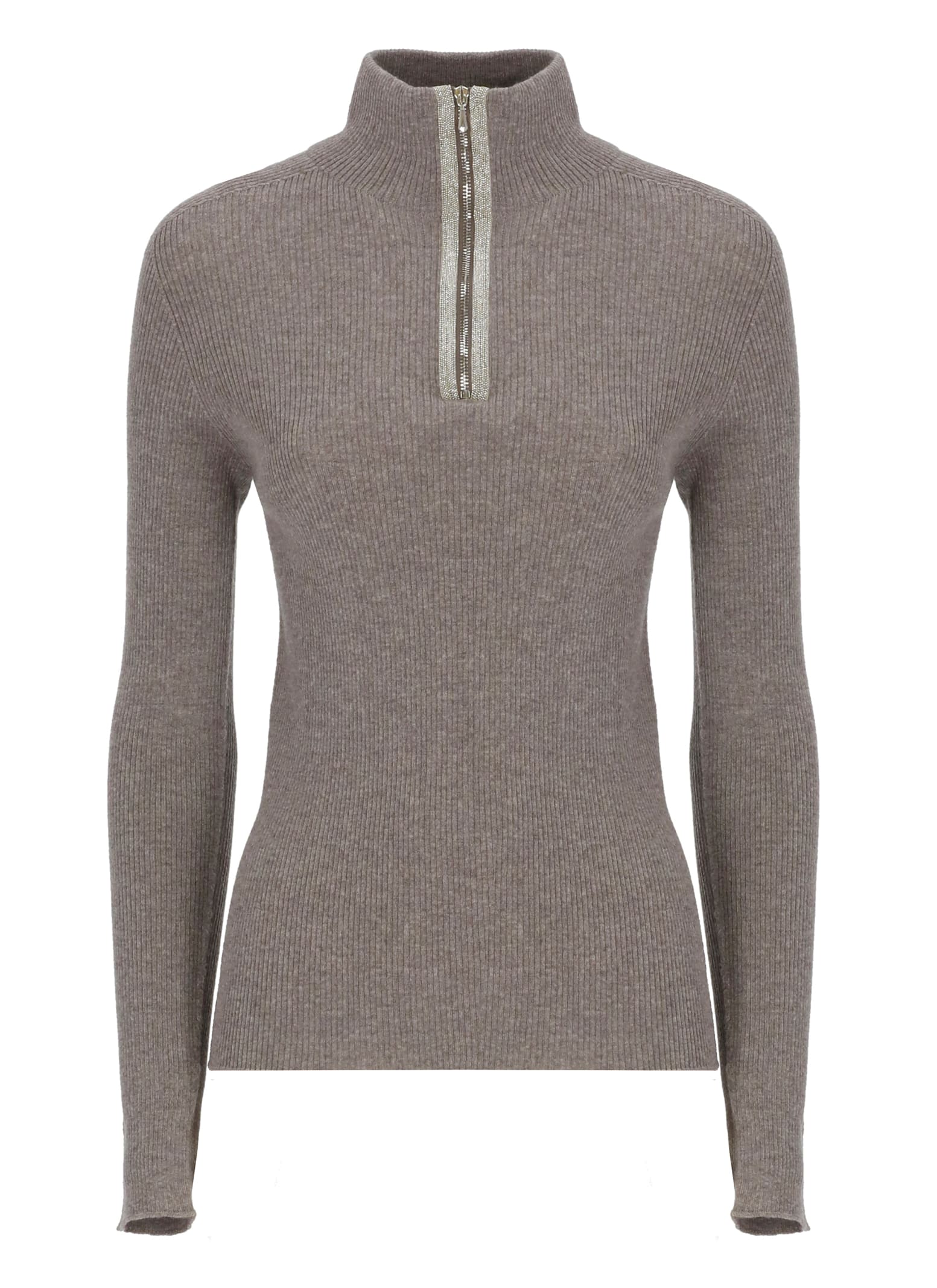 D Exterior Wool Sweater In Gray