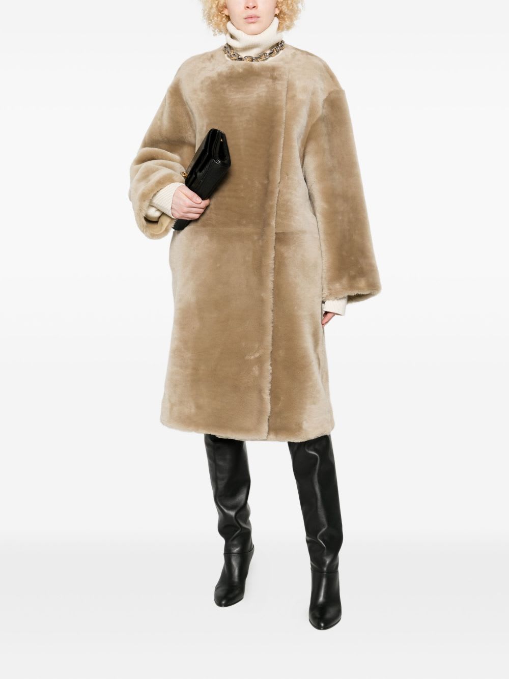 Totême Toteme Main Shearling Coat In Neutral