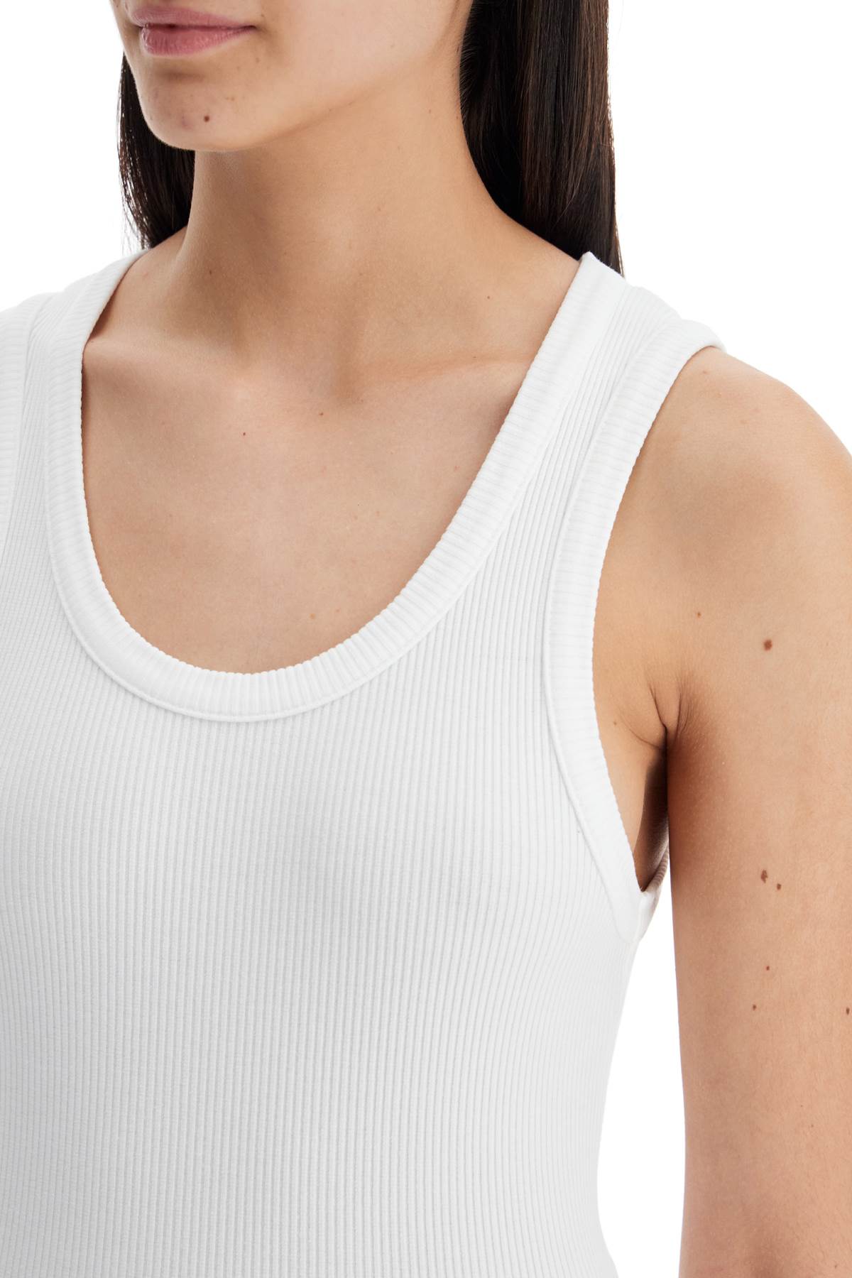 Shop Agolde Poppy Ribbed Tank Top In White (white)