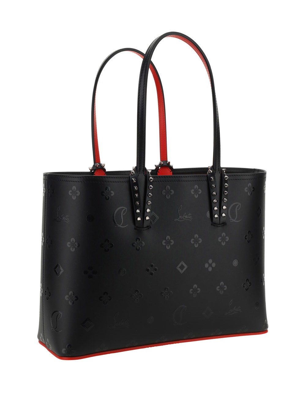 Shop Christian Louboutin Leche Leather Cabata Small Calf Paris Loubinthesky Print Handbag