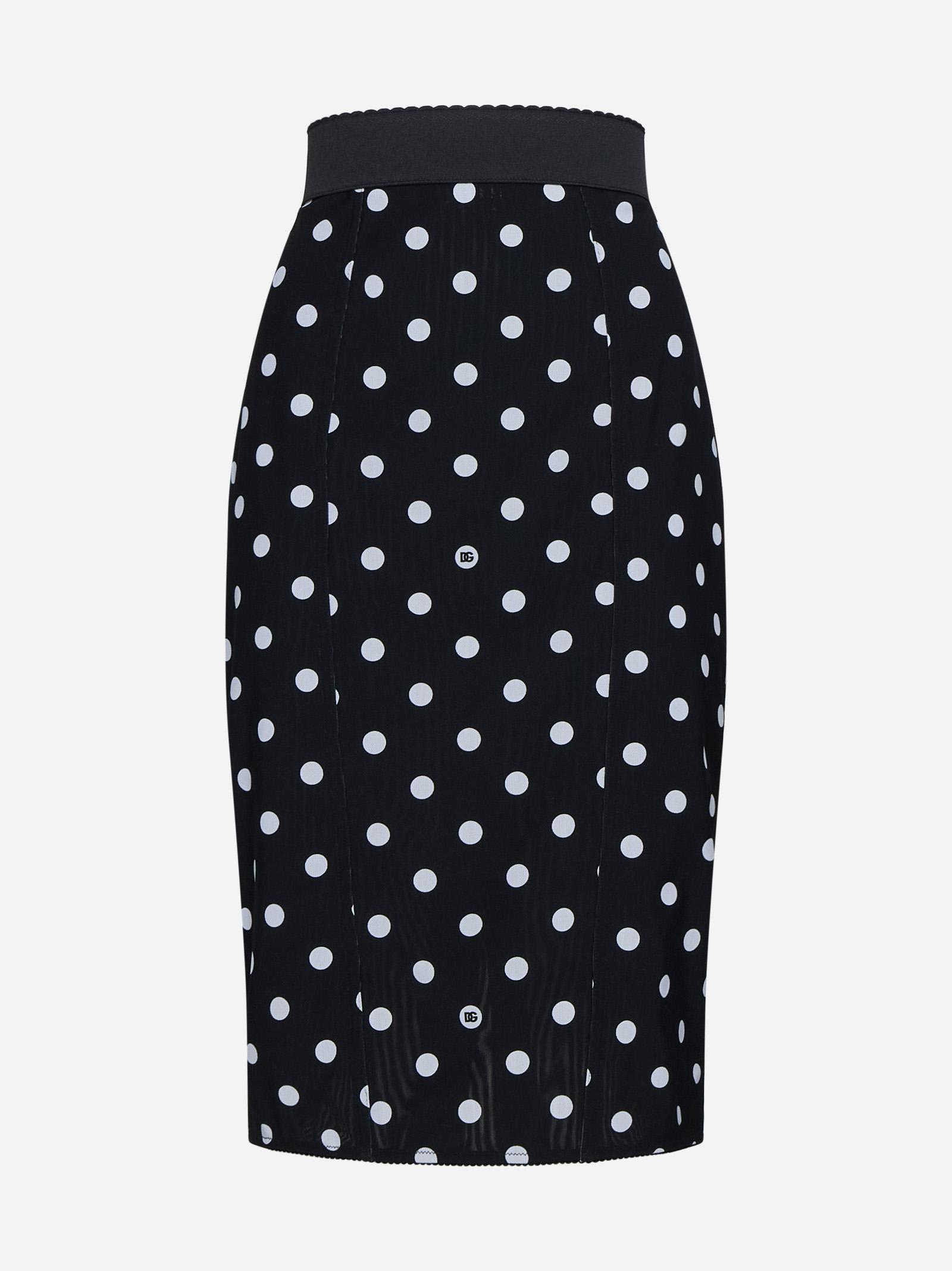 Shop Dolce & Gabbana Polka Dot Print Pencil Skirt