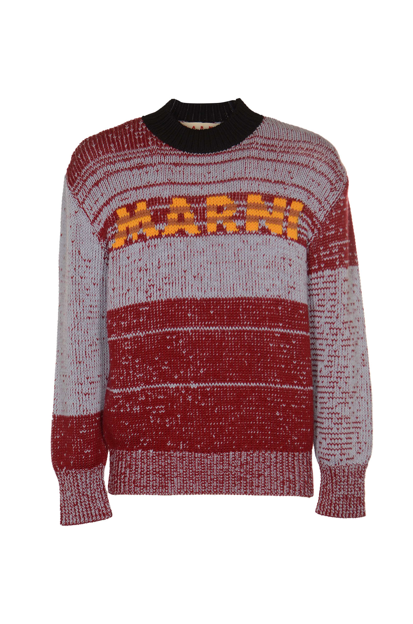 Shop Marni Rib Knit Logo Sweater In Iris Blue