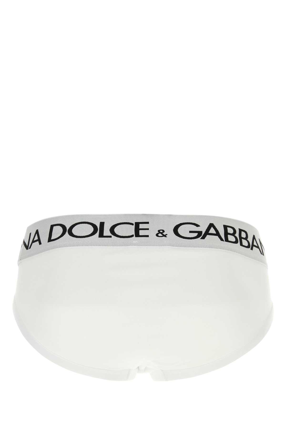 Dolce & Gabbana White Stretch Cotton Brief In Biancoottico