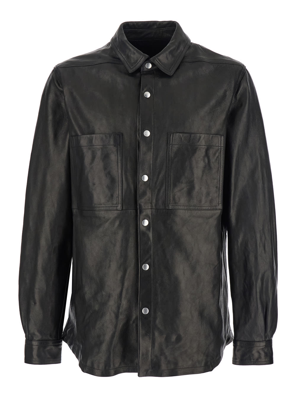 Black Jacket With Classic Collar In Leather Man