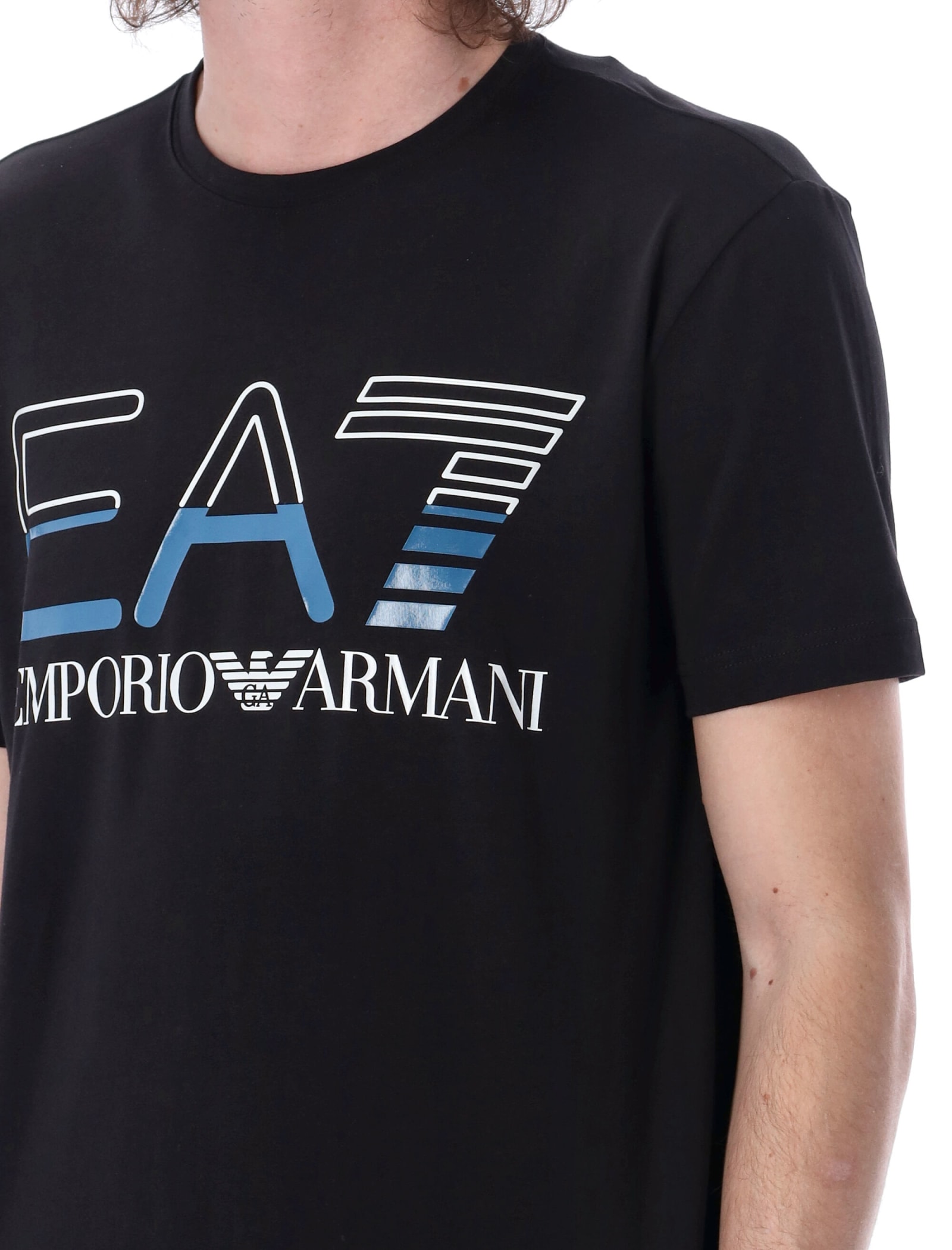 Shop Ea7 Logo Series Stretch Cotton-jersey T-shirt In 1200