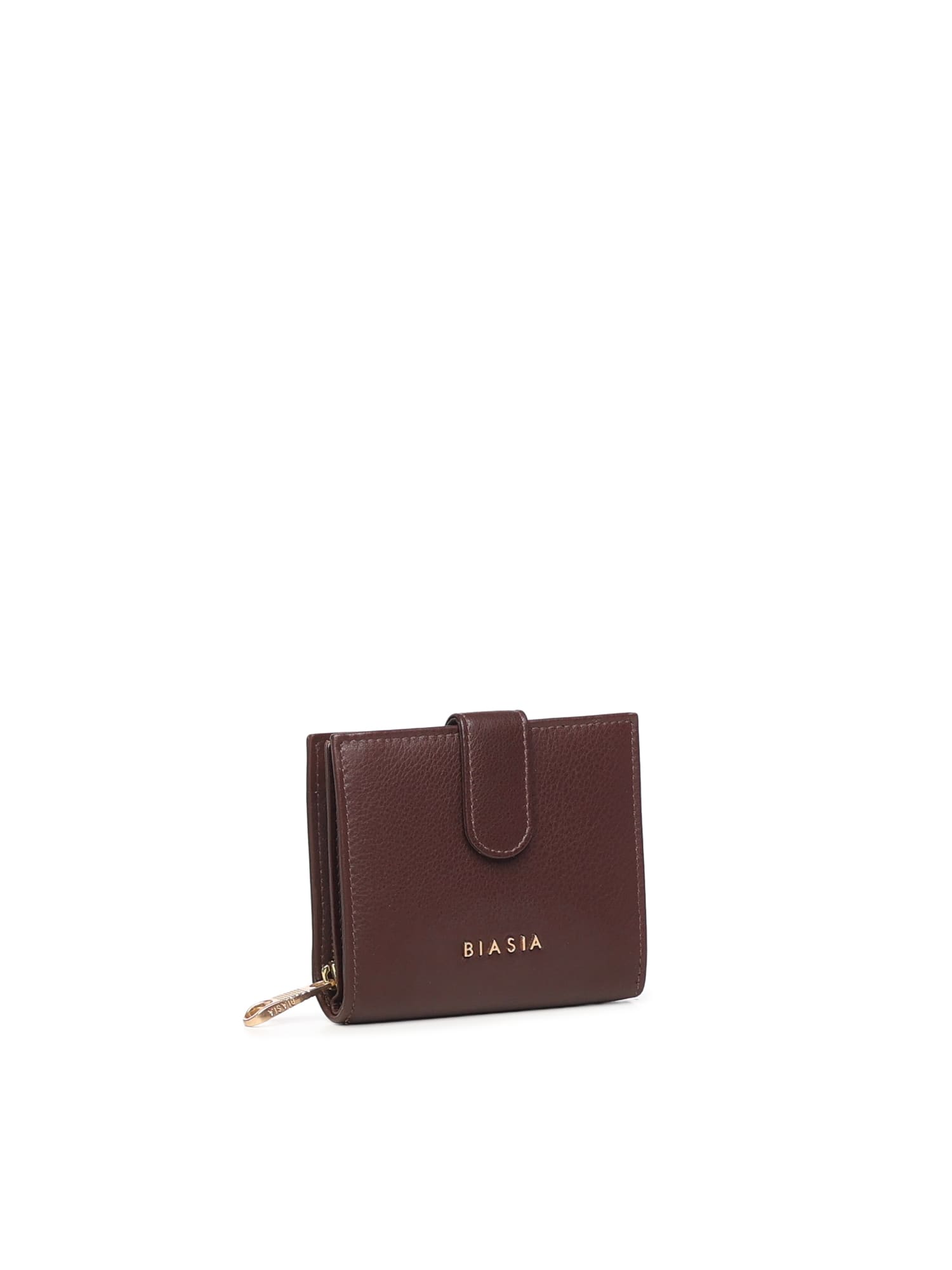 Biasia Leather Wallet With Logo In Brown