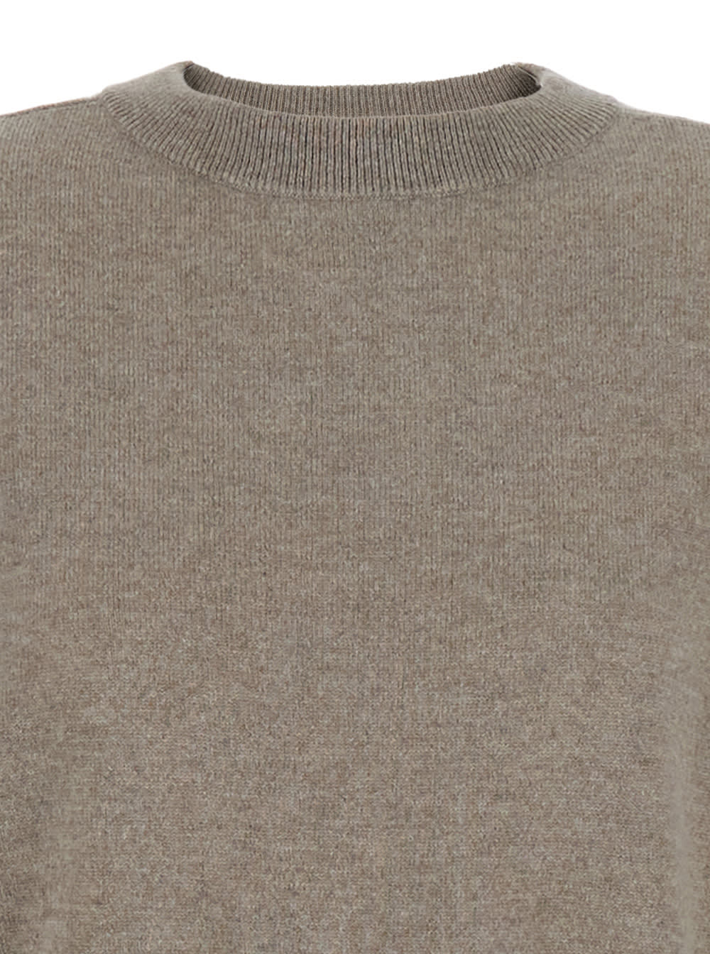 Goat Boyfriend Grey Crewneck Sweater With Dropped Shoulders In Cashmere Woman In Brown