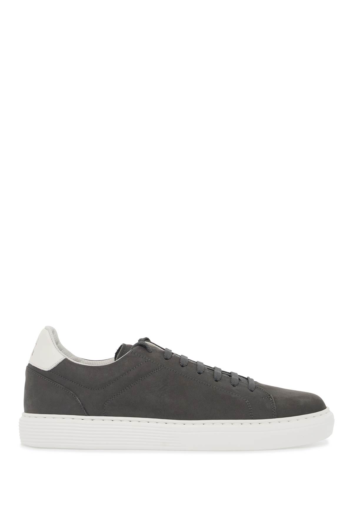 Shop Brunello Cucinelli Nubuck Sneakers In Pizzarra+off White+fumo (grey)