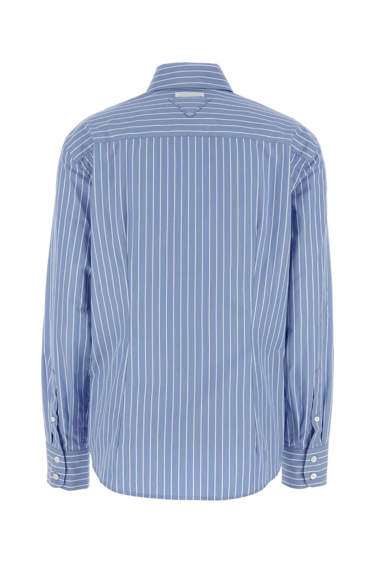 Shop Prada Printed Poplin Shirt In Azzurro