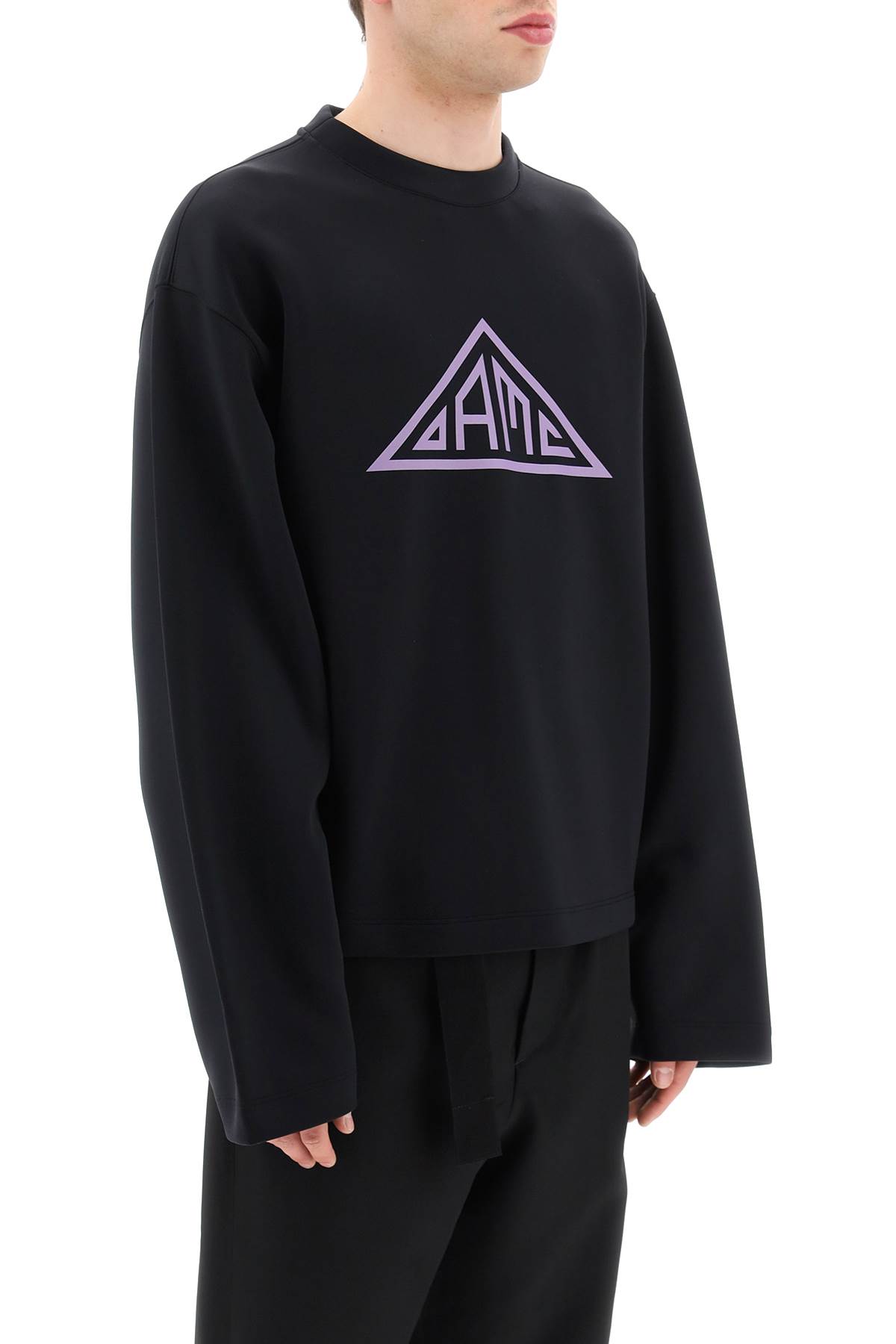 Shop Oamc Crew Neck Sweatshirt In Scuba-effect Jersey In Black (black)
