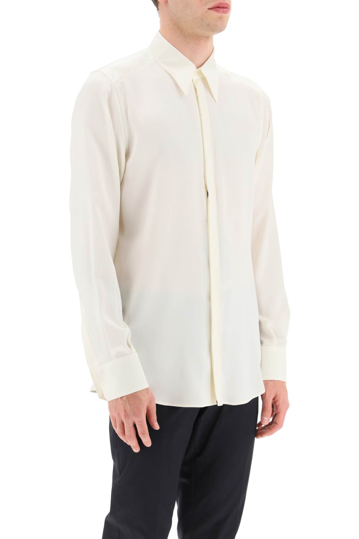 Shop Dolce & Gabbana Satin Martini Shirt In Bianco (white)
