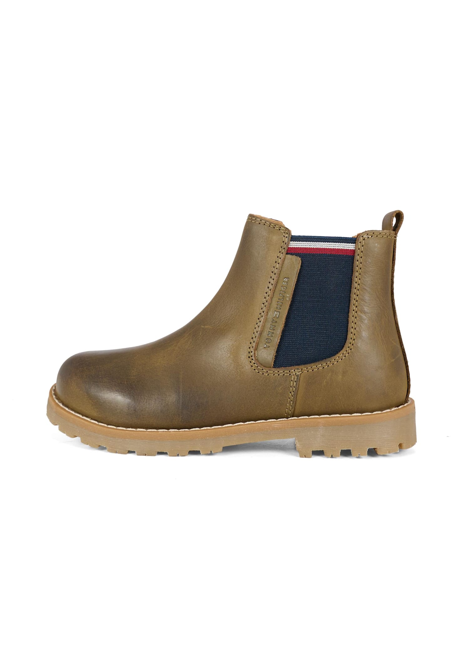 Tommy Hilfiger Brown Ankle Boots For Boy With Logo In Green