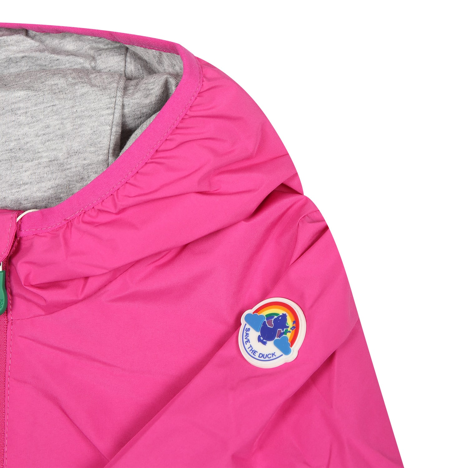 Shop Save The Duck Fuchsia Coco Windbreaker For Baby Girl With Logo
