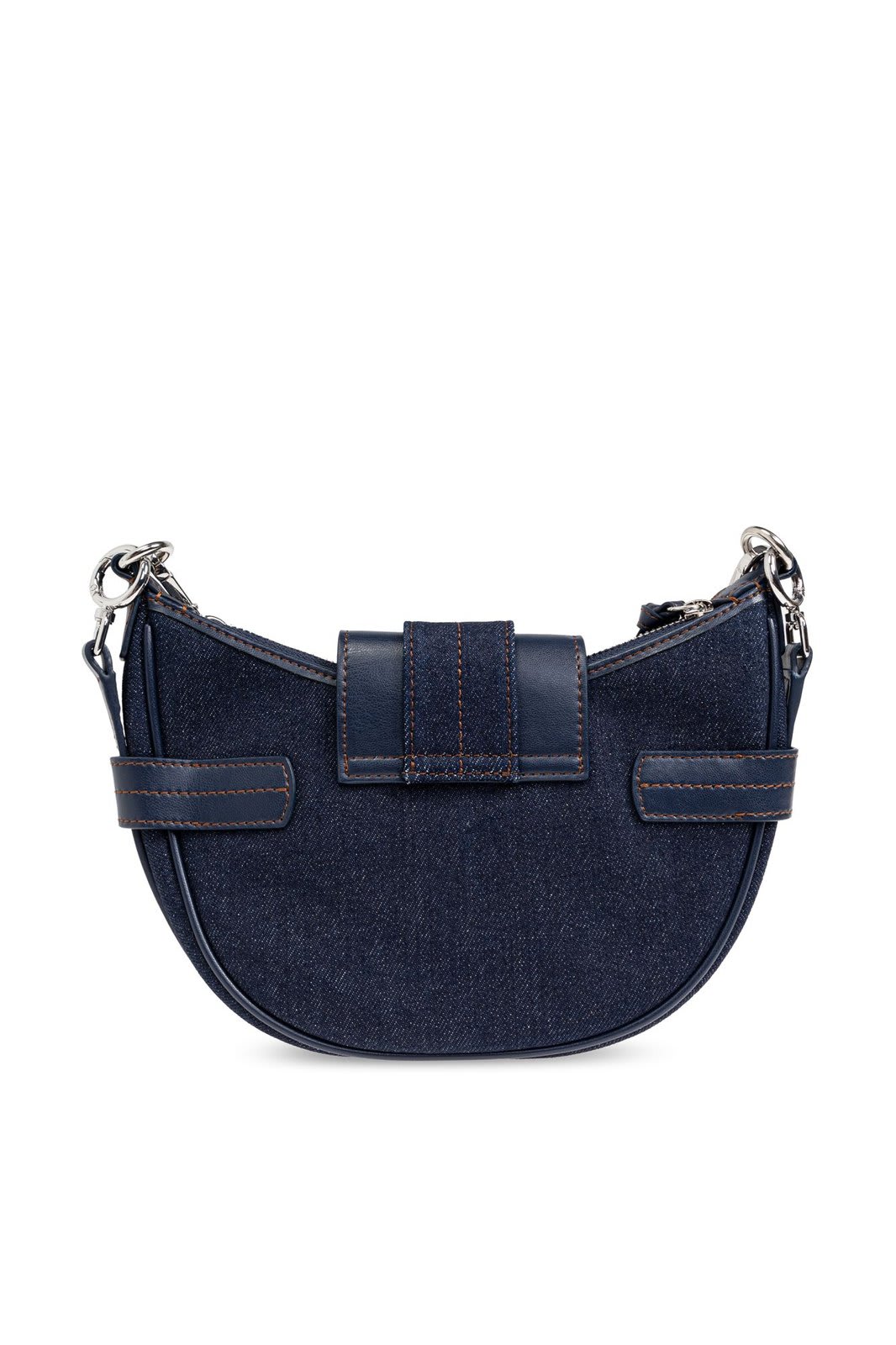 Shop Ganni Small Bucky Denim Crossbody Bag In Blue