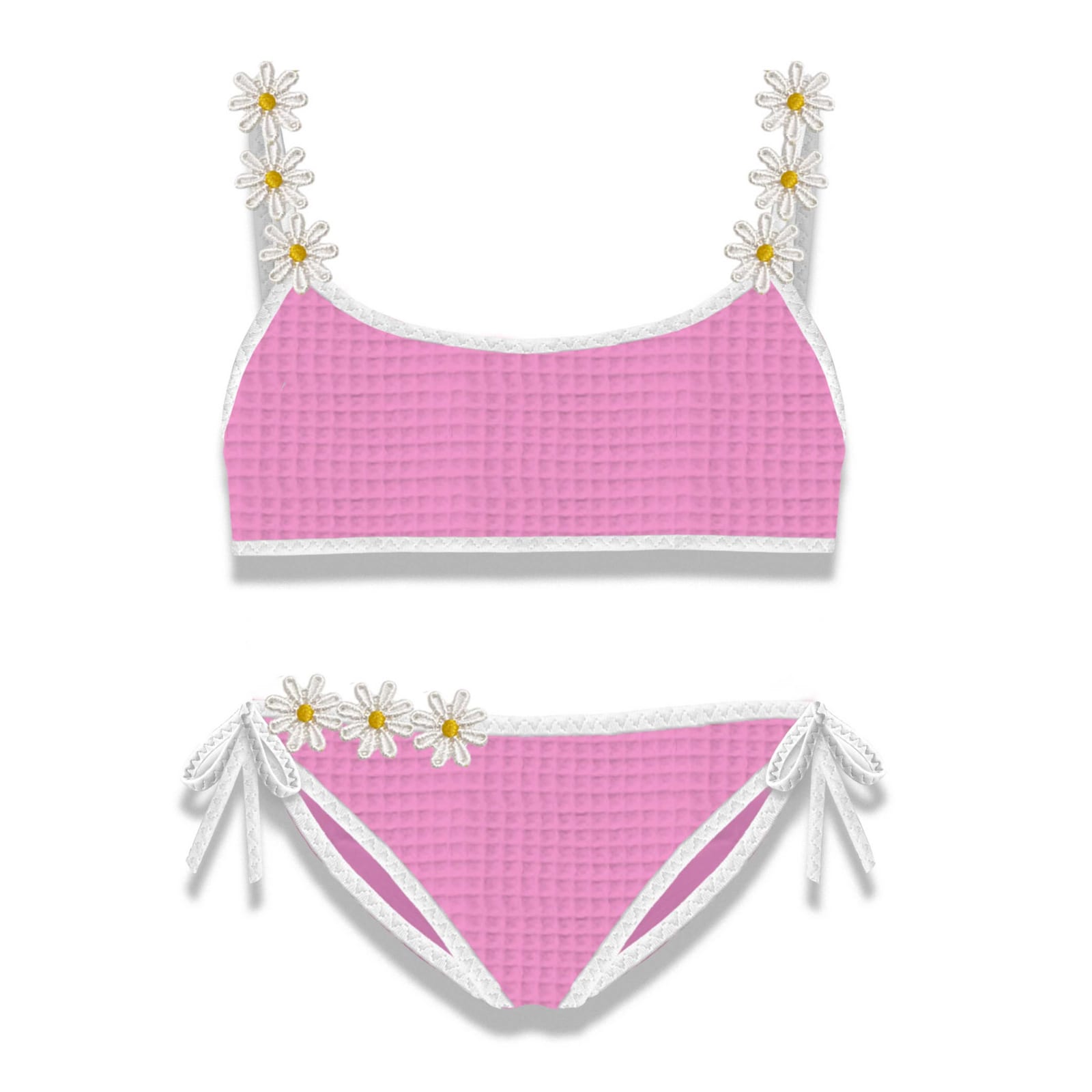 Mc2 Saint Barth Kids' Girl Bralette Bikini With Embroidery In Pink