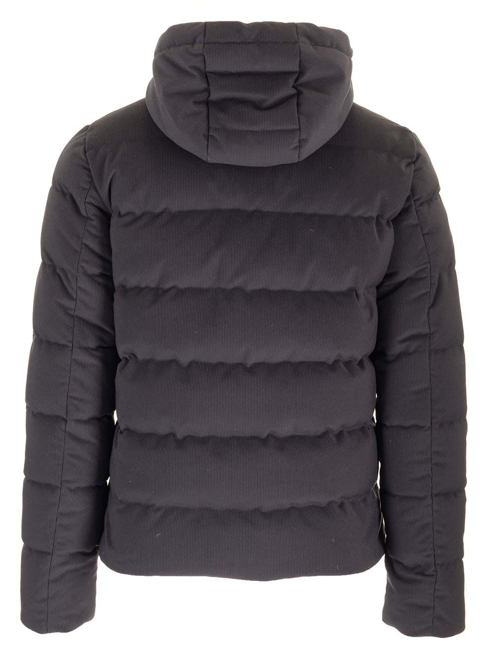 Shop Herno Blue Velvet Down Jacket