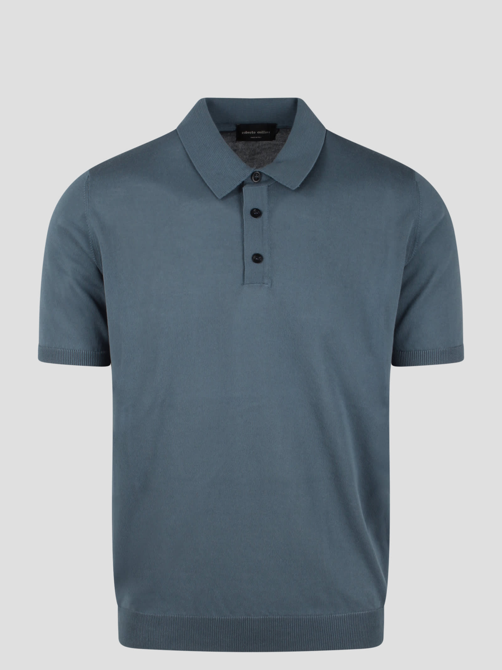 Shop Roberto Collina Cotton Knit Polo Shirt In Blue