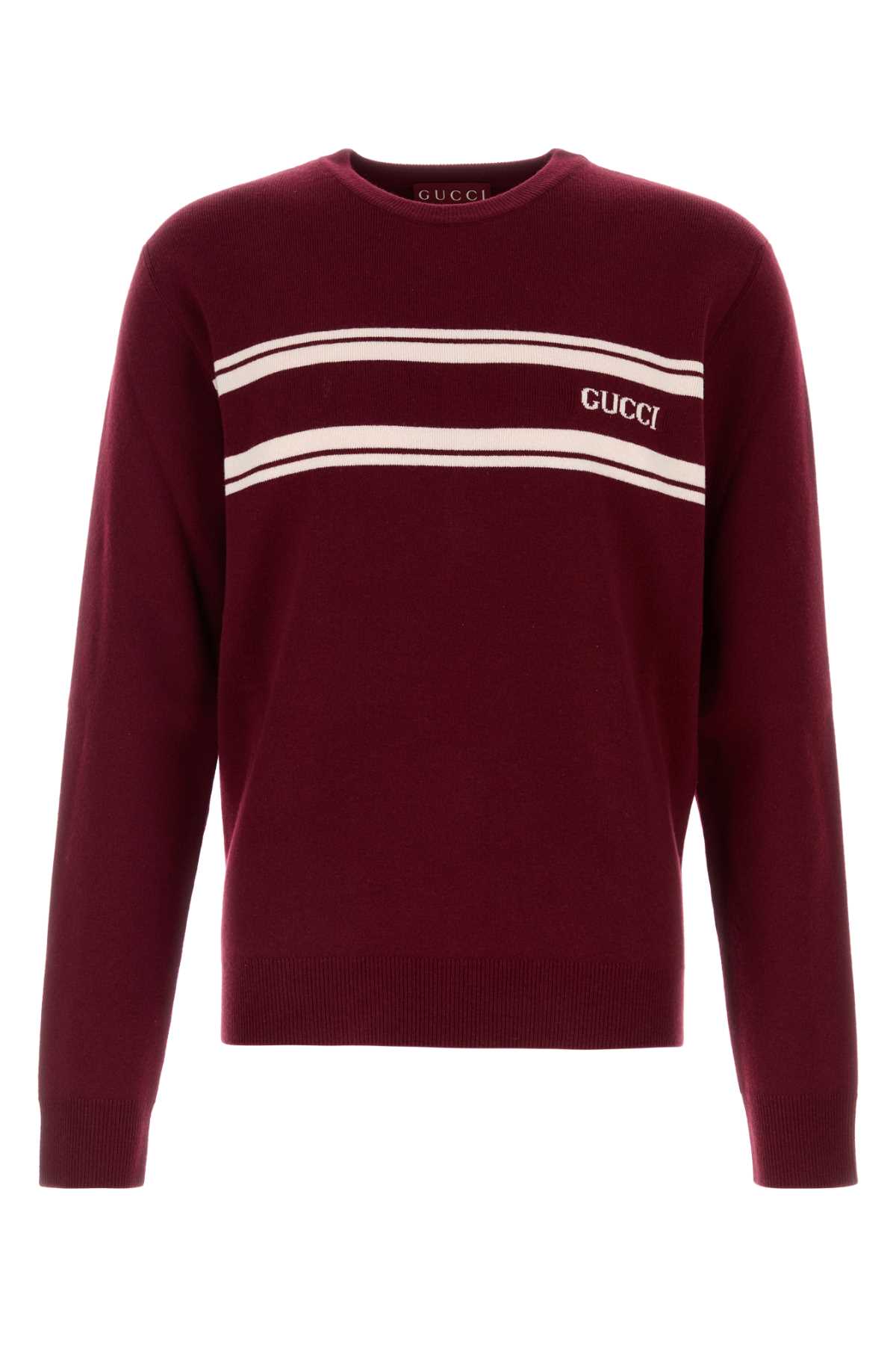 Shop Gucci Tiziano Red Wool Blend Sweater In Burgundybluemc