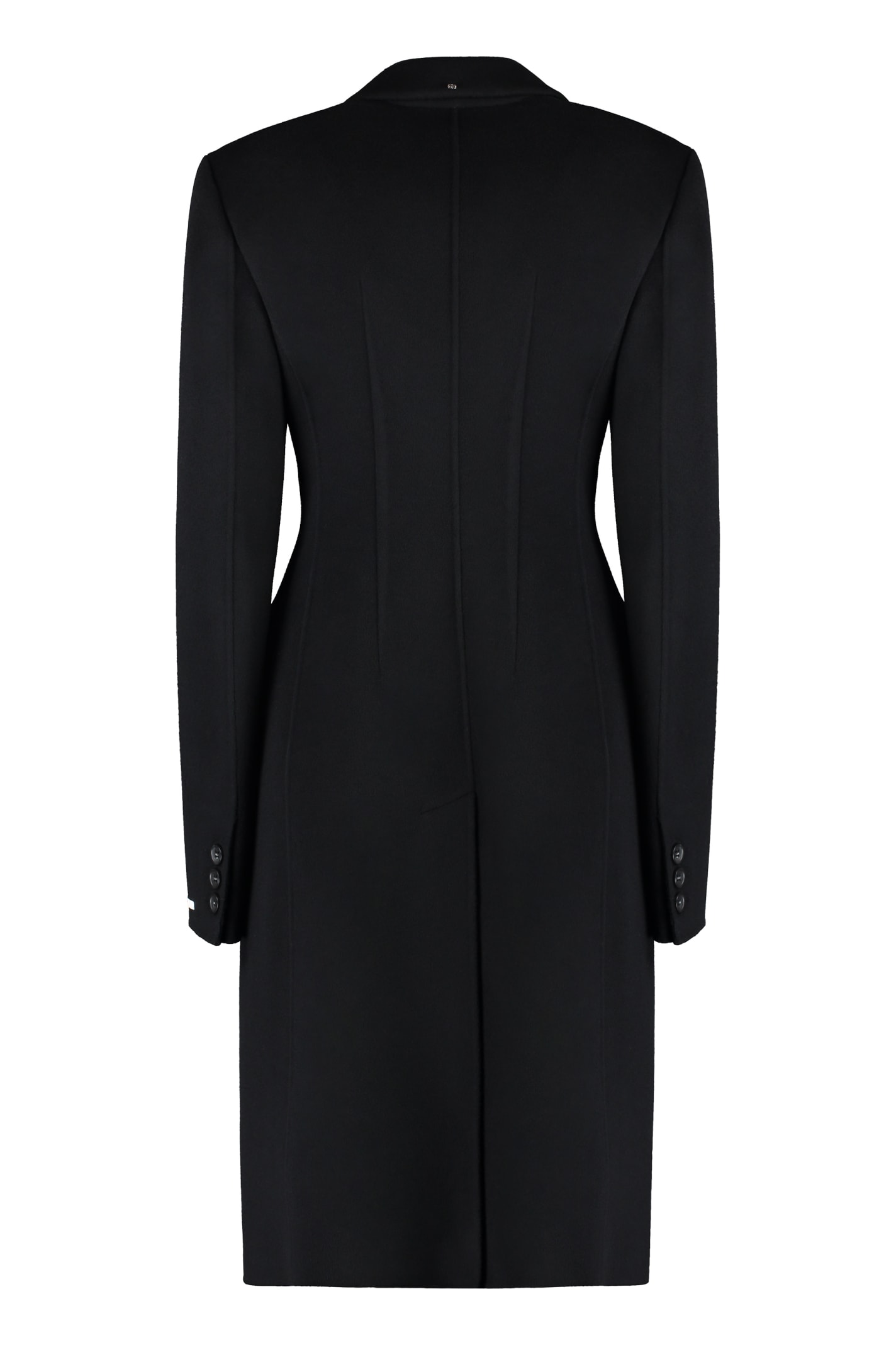 Shop Sportmax Double-breasted Wool Coat In Black