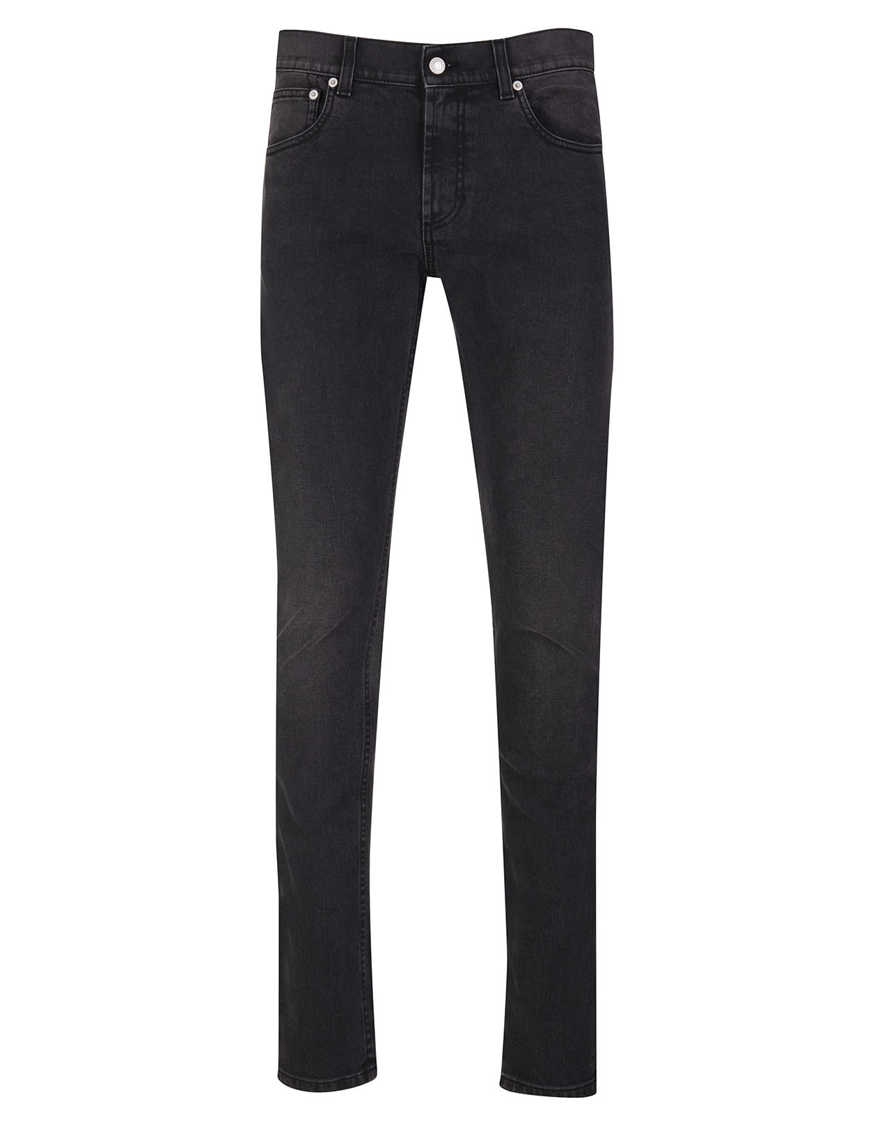 Alexander McQueen Man Regular Fit Black Jeans With Logo Embroidered On The Back