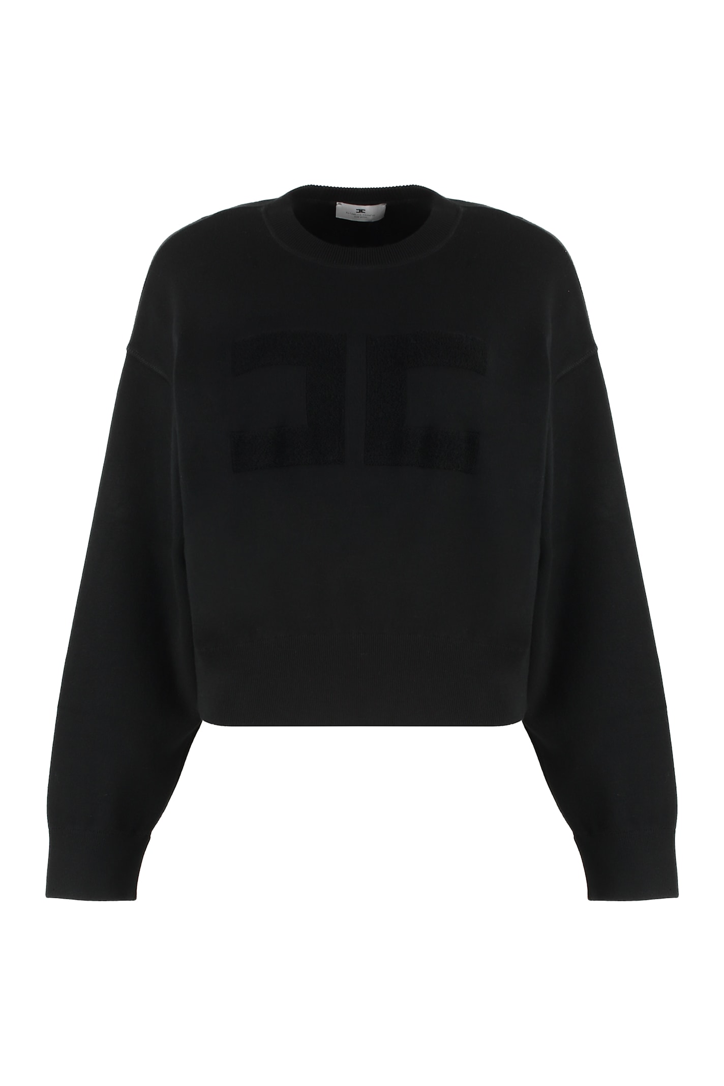 Shop Elisabetta Franchi Viscose Crew-neck Sweatshirt In Black