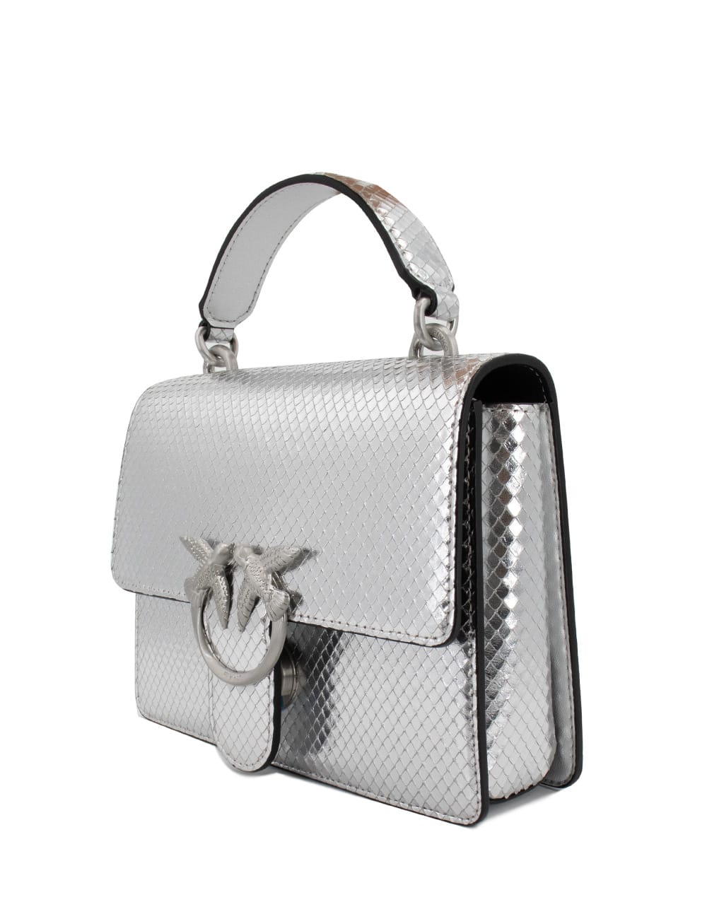 Shop Pinko Bag In Argento Brushed Silver