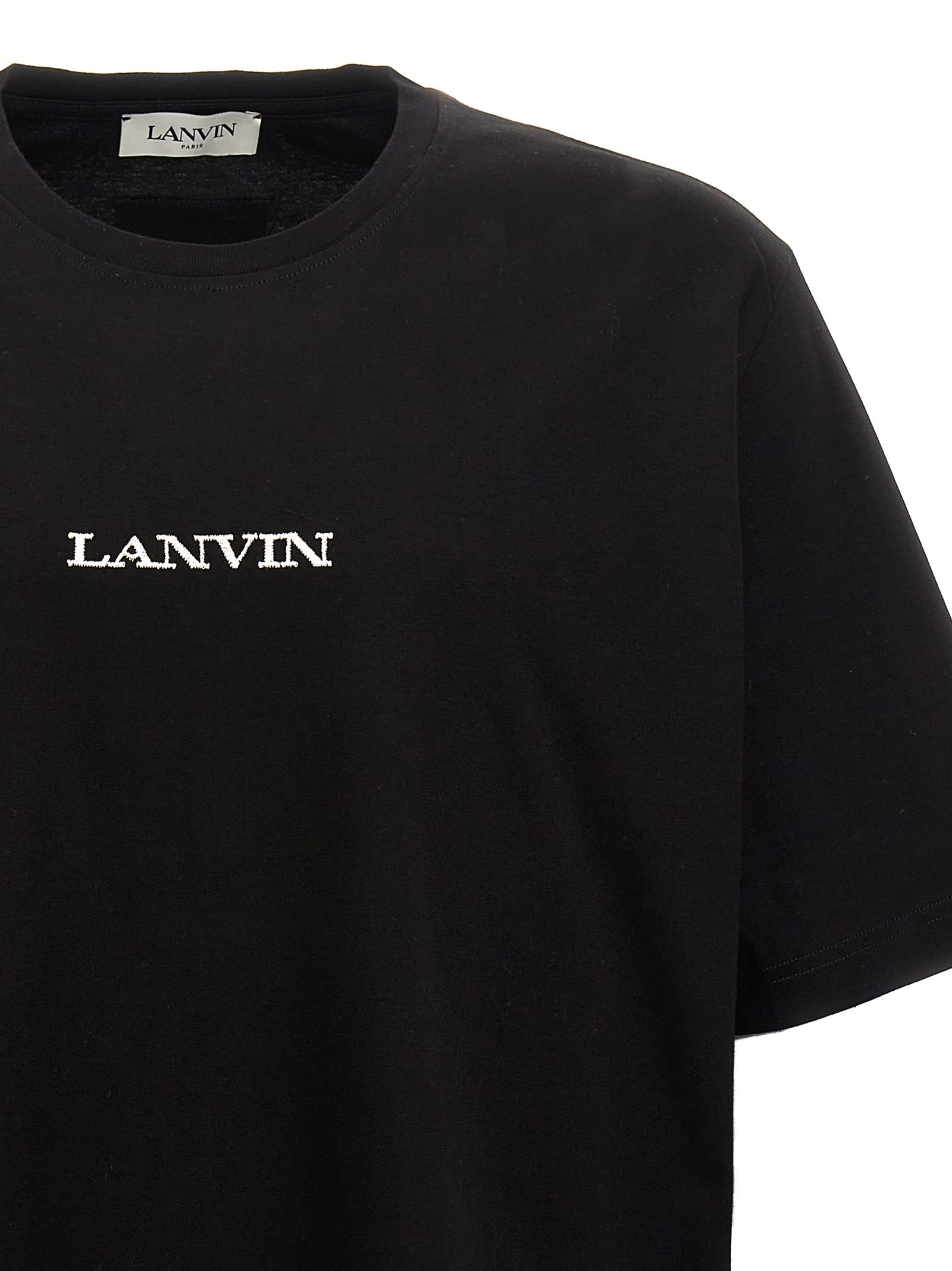 Shop Lanvin Logo Embroidery T-shirt In Black