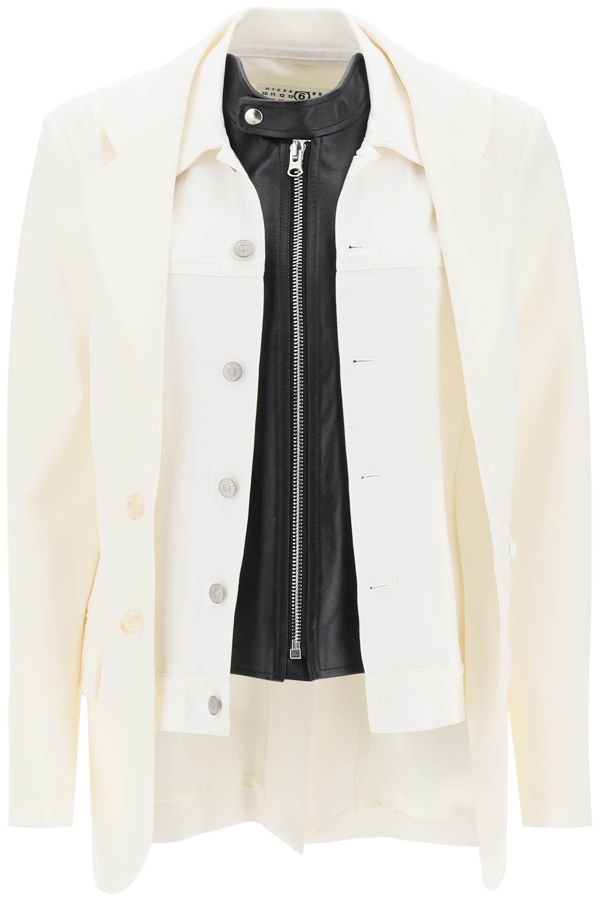 Shop Mm6 Maison Margiela Trompe Loeil Layered Blazer In Off White (white)