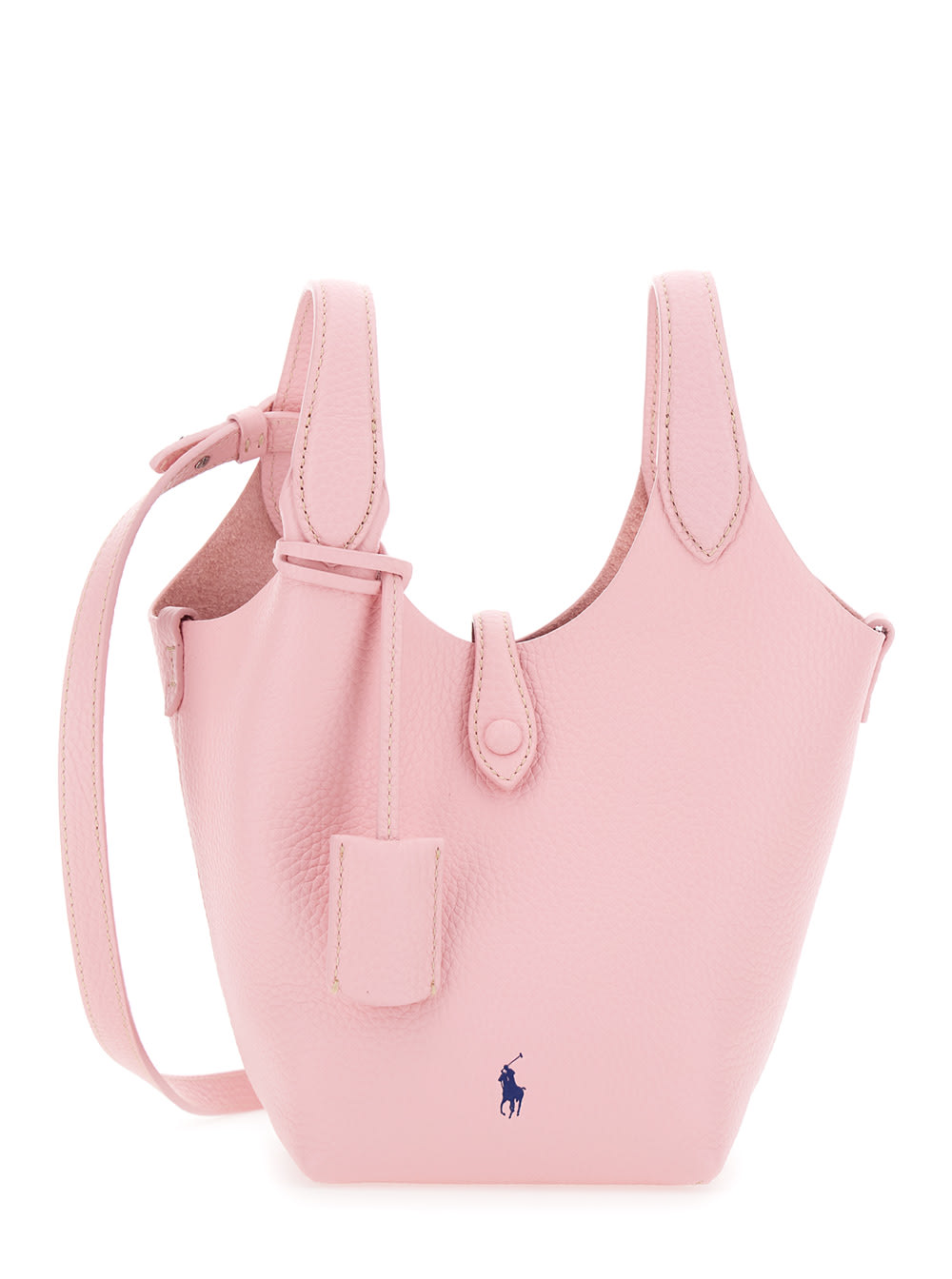 play Pink Handbag With Removable Shoulder Strap And Pony Embroidery On The Front In Leather Woman