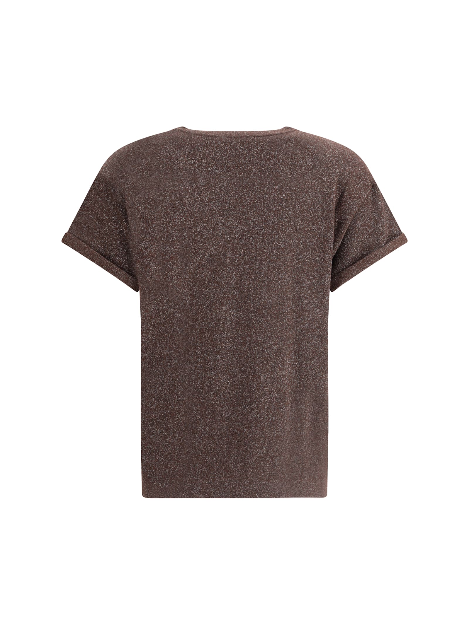 Brunello Cucinelli Lightweight Cashmere And Silk Sweater With Lurex Inserts In Brown