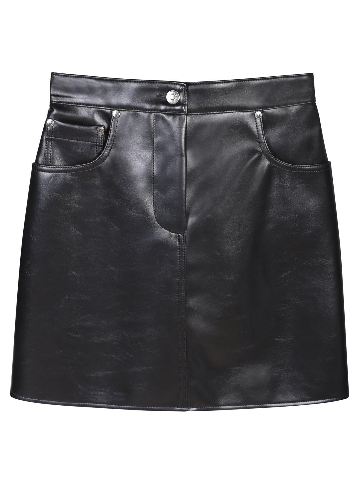 Shop Msgm High Waist Slim Cut Mini Skirt In Black