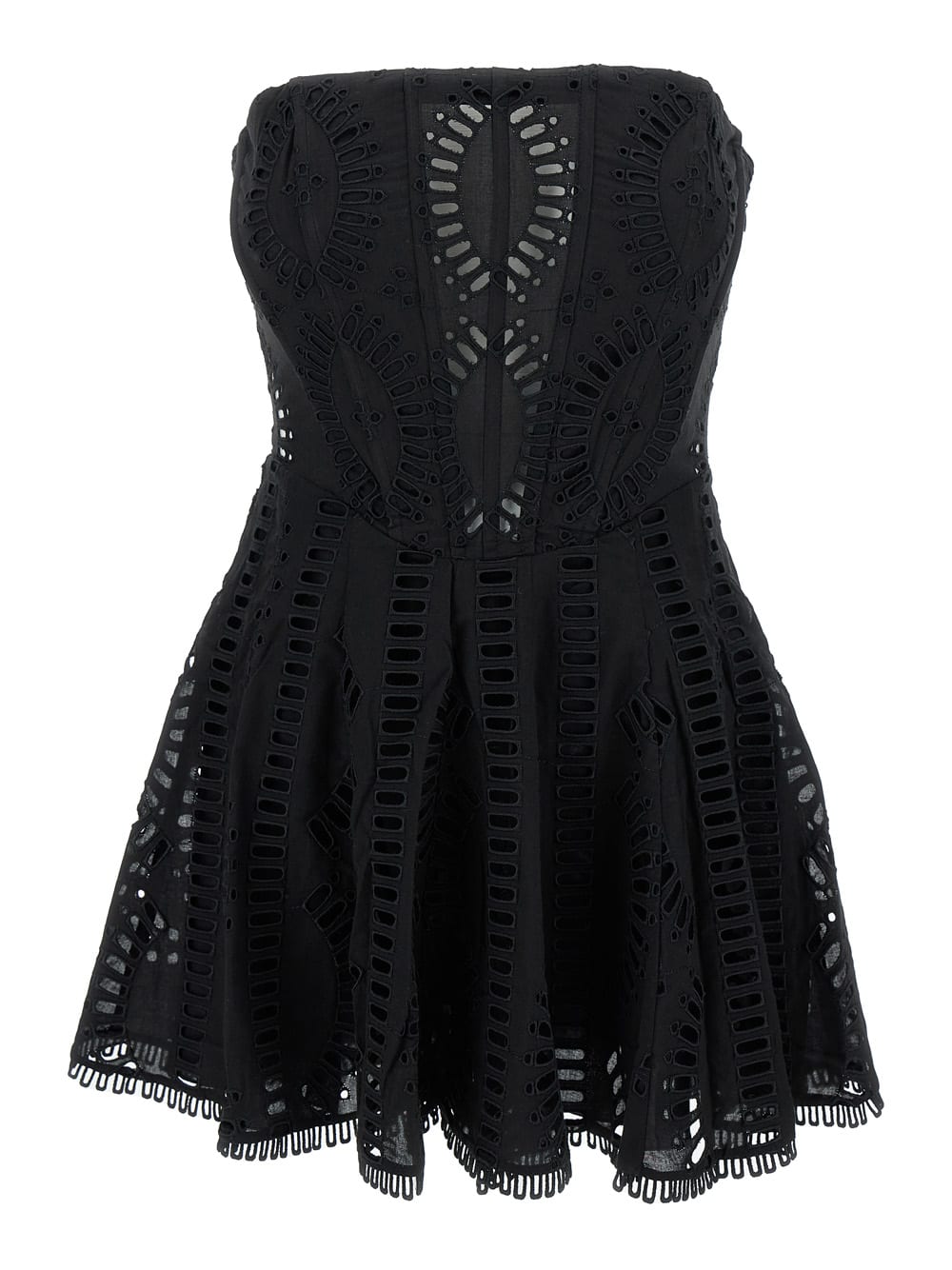 Shop Charo Ruiz Zannick Mini Black Dress With Flower Lace Embroidery Woman
