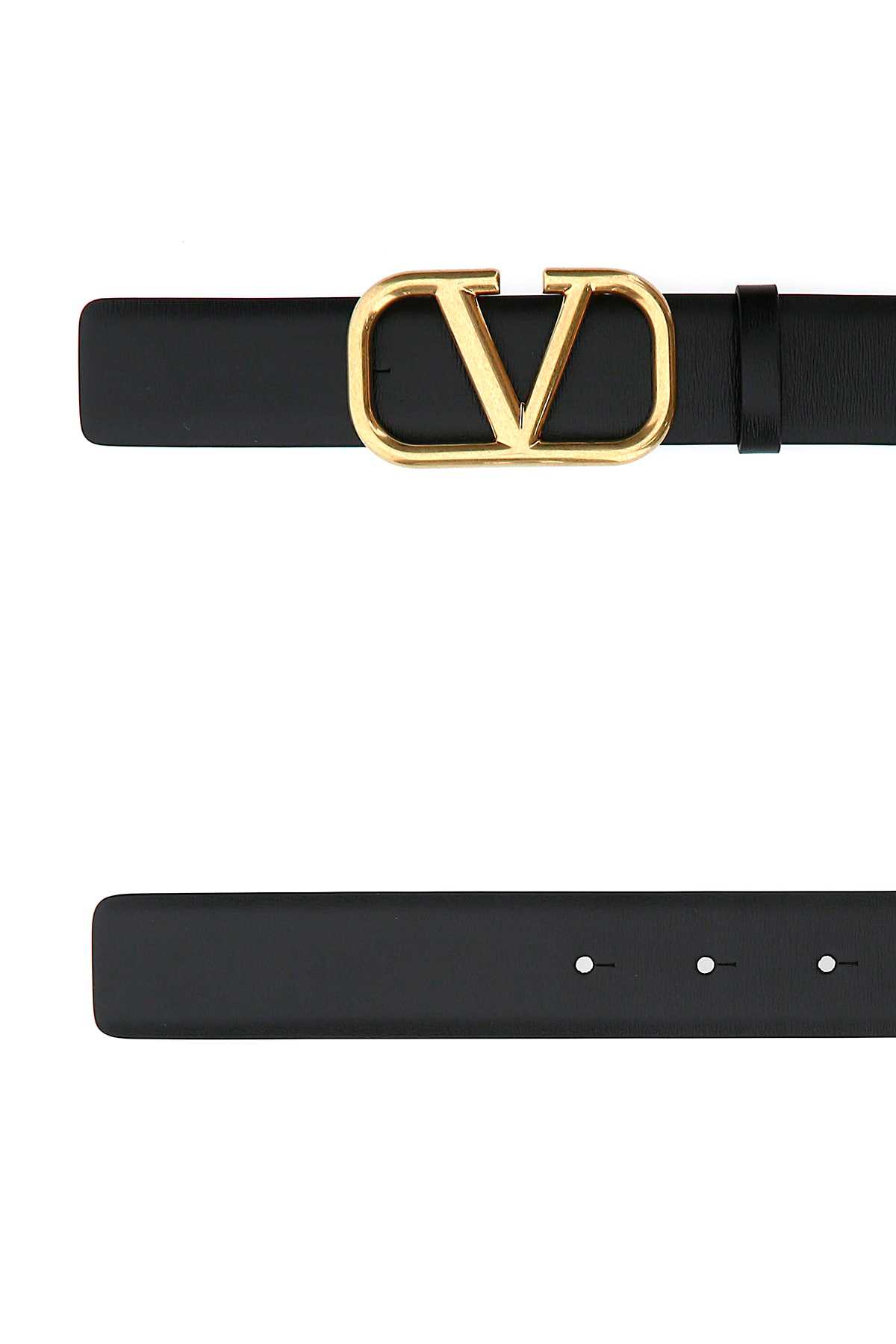 Shop Valentino Black Leather Vlogo Belt In 0no