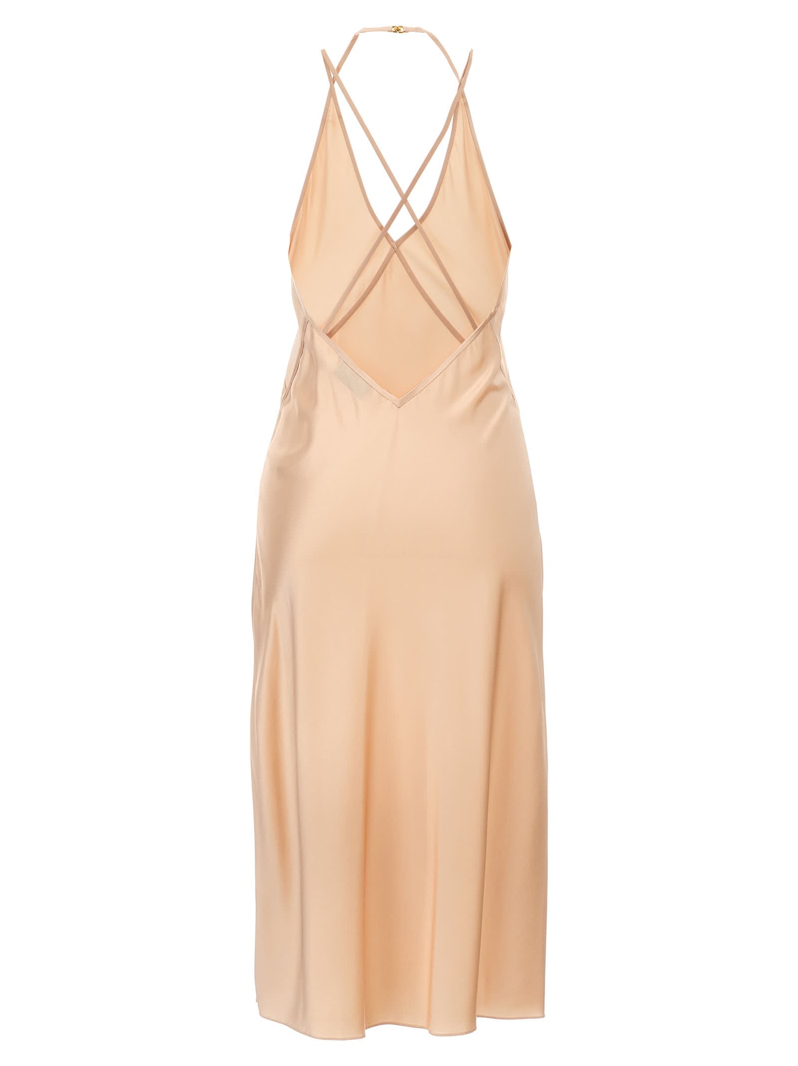 Shop Saint Laurent Cross-strap Sleeveless Dress In Rose Lingerie