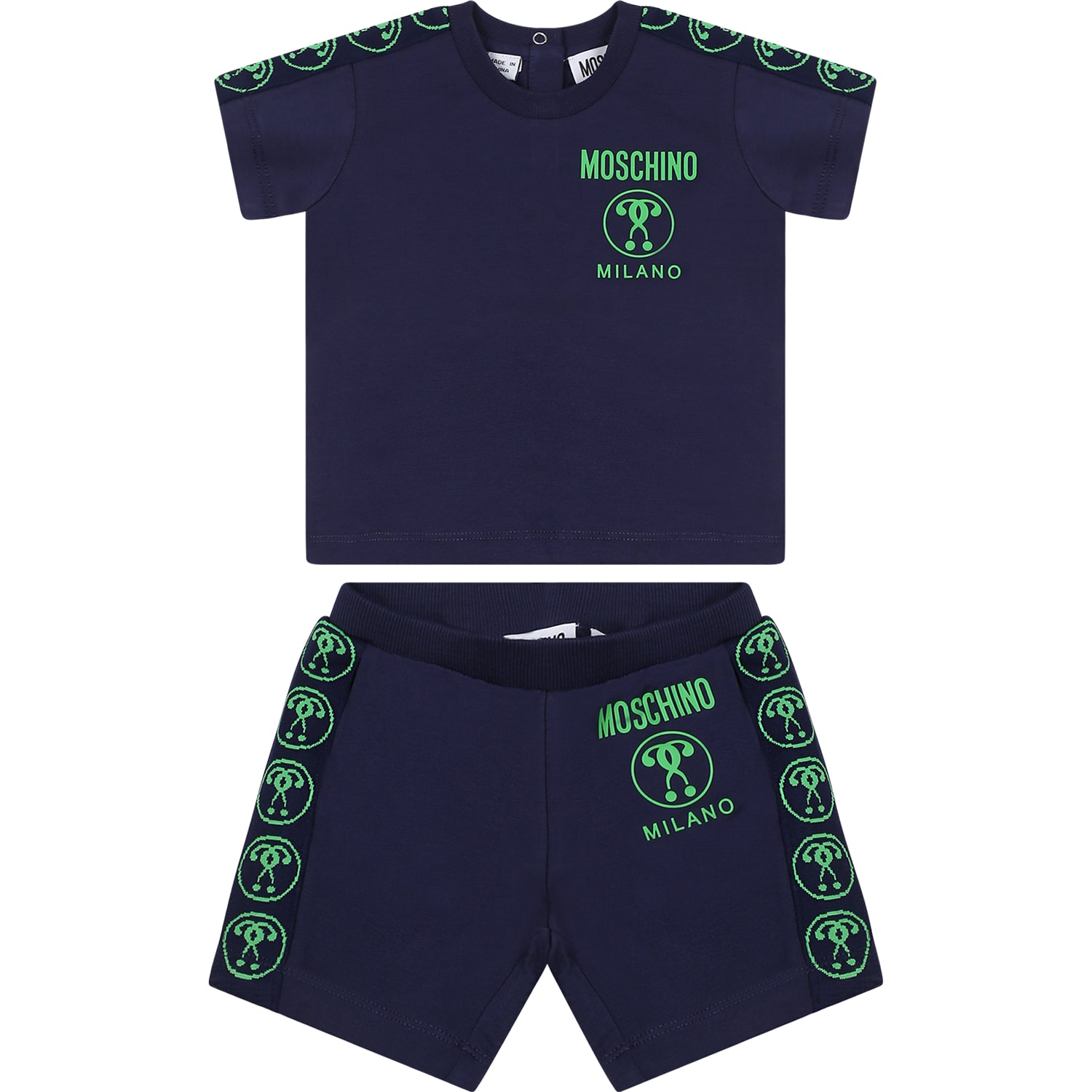 Moschino Blue Suit For Baby Boy With Logo