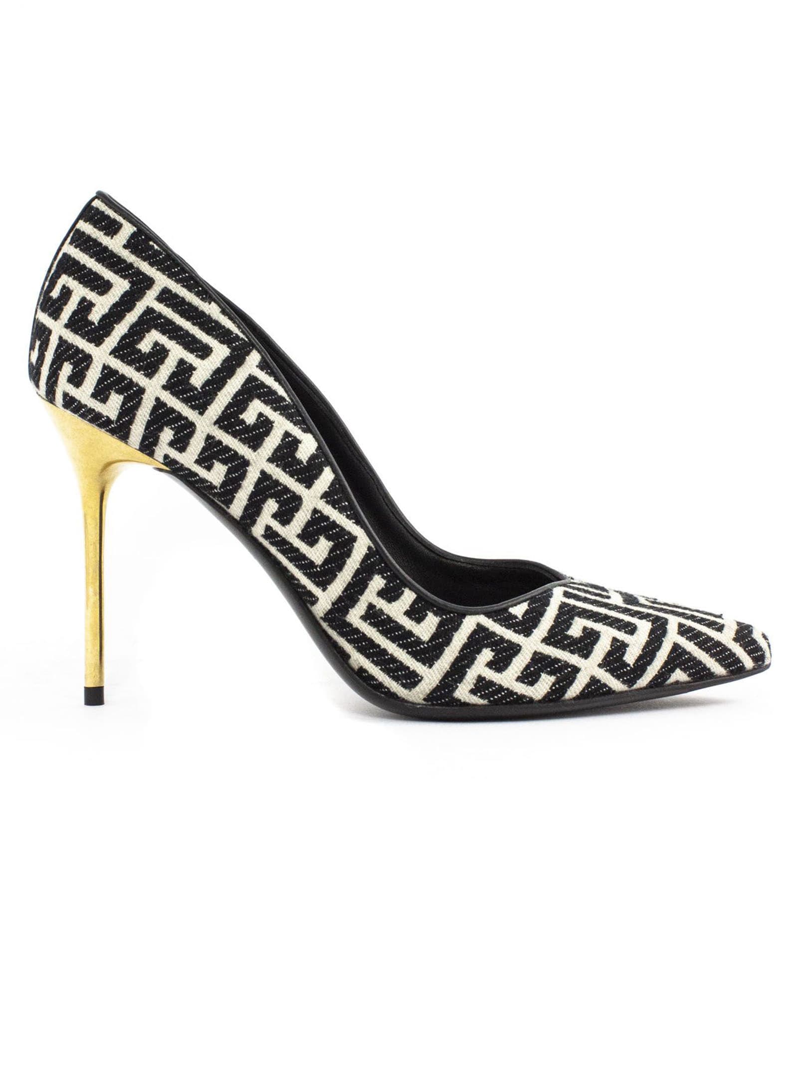 Buy Balmain Ivory And Black Ruby Pumps online, shop Balmain shoes with free shipping