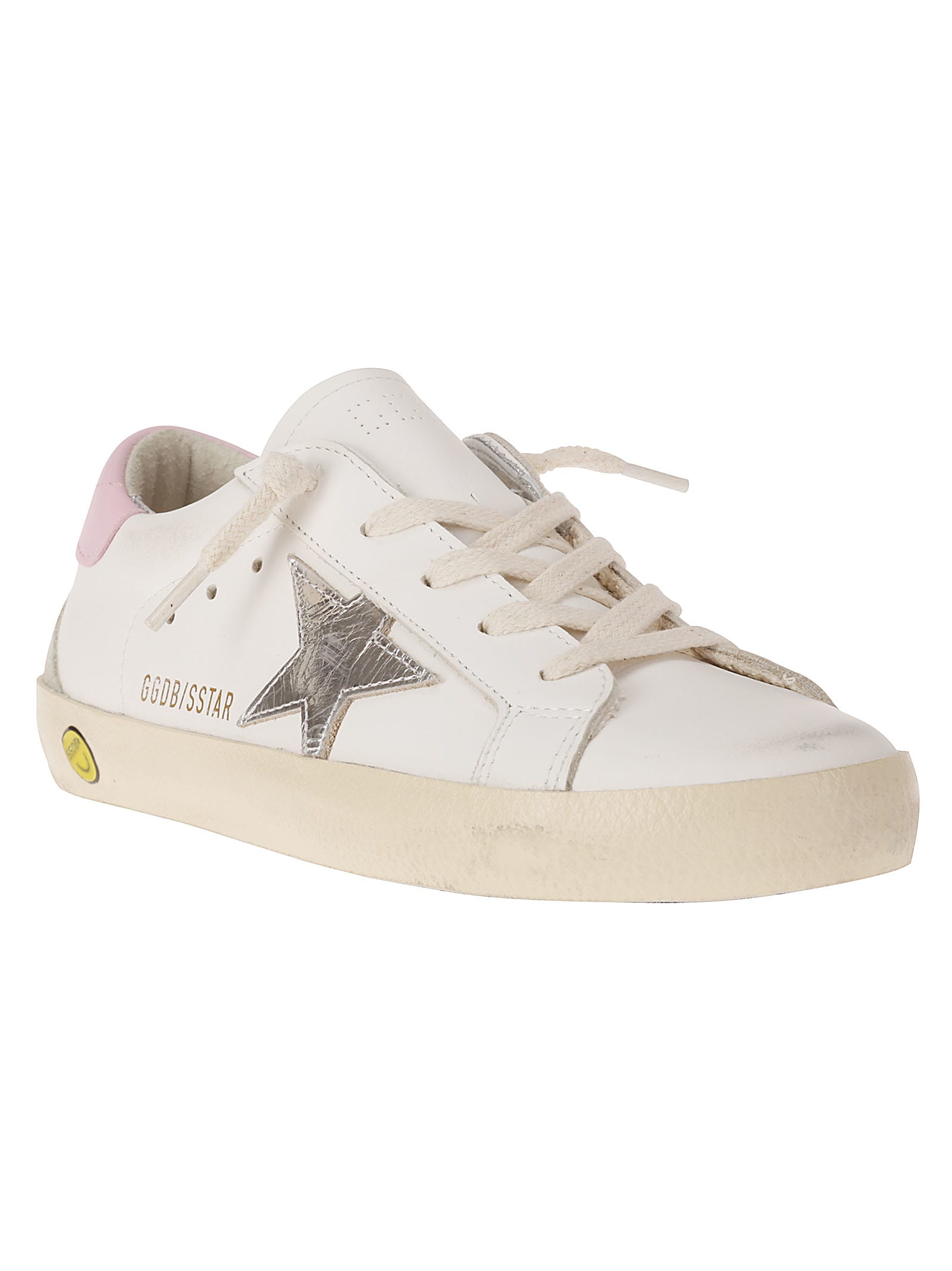 Shop Golden Goose Super-star Leather Upper And Heel Laminated Sta In White/silver/ice/orchid Pink