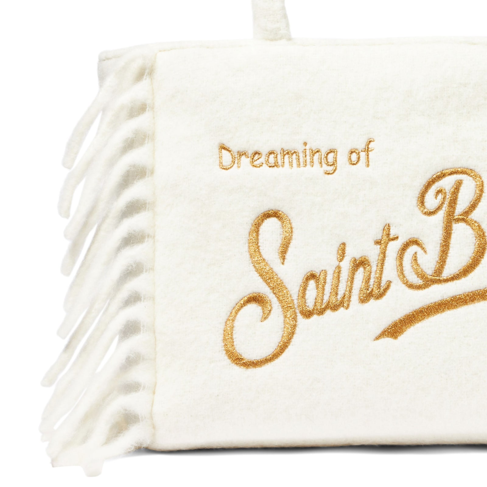 Shop Mc2 Saint Barth Vanity Blanket White Shoulder Bag With Fringes In Multicolor