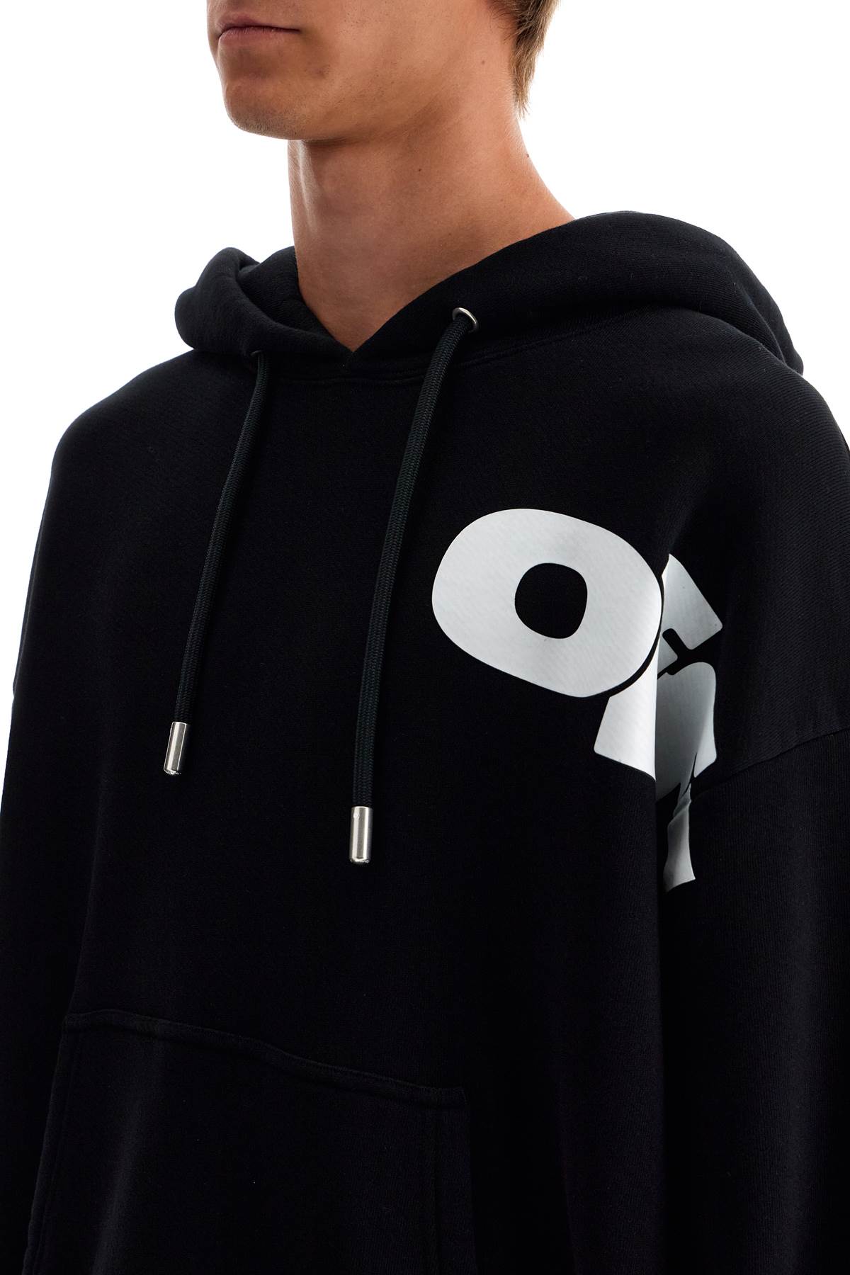 Shop Off-white Hooded Sweatshirt With Shared In Black - White (black)