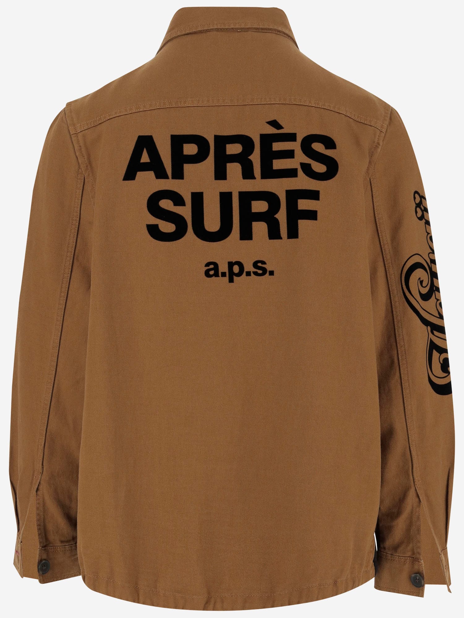 Après Surf Apres Surf Cotton Jacket With Logo Print In Marrone Chiaro