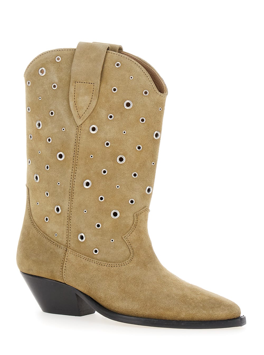Shop Isabel Marant Duerto Beige Western Boots With Studs In Suede Woman In Brown