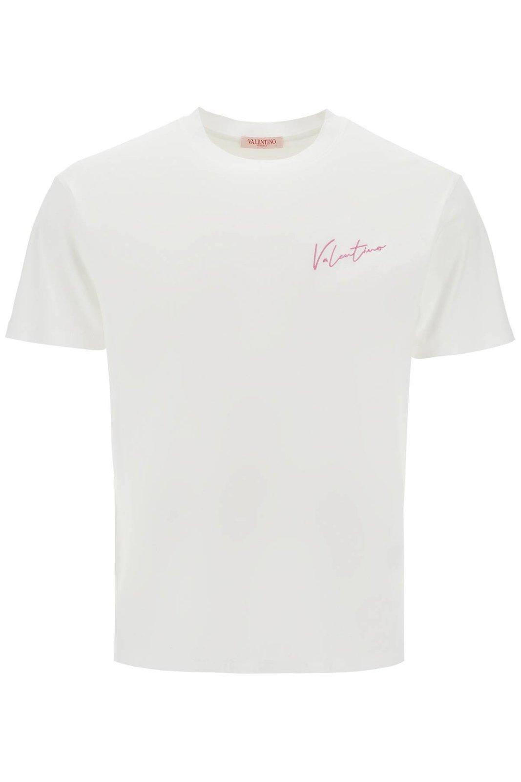 Shop Valentino Vlogo Signature Crewneck T-shirt In White