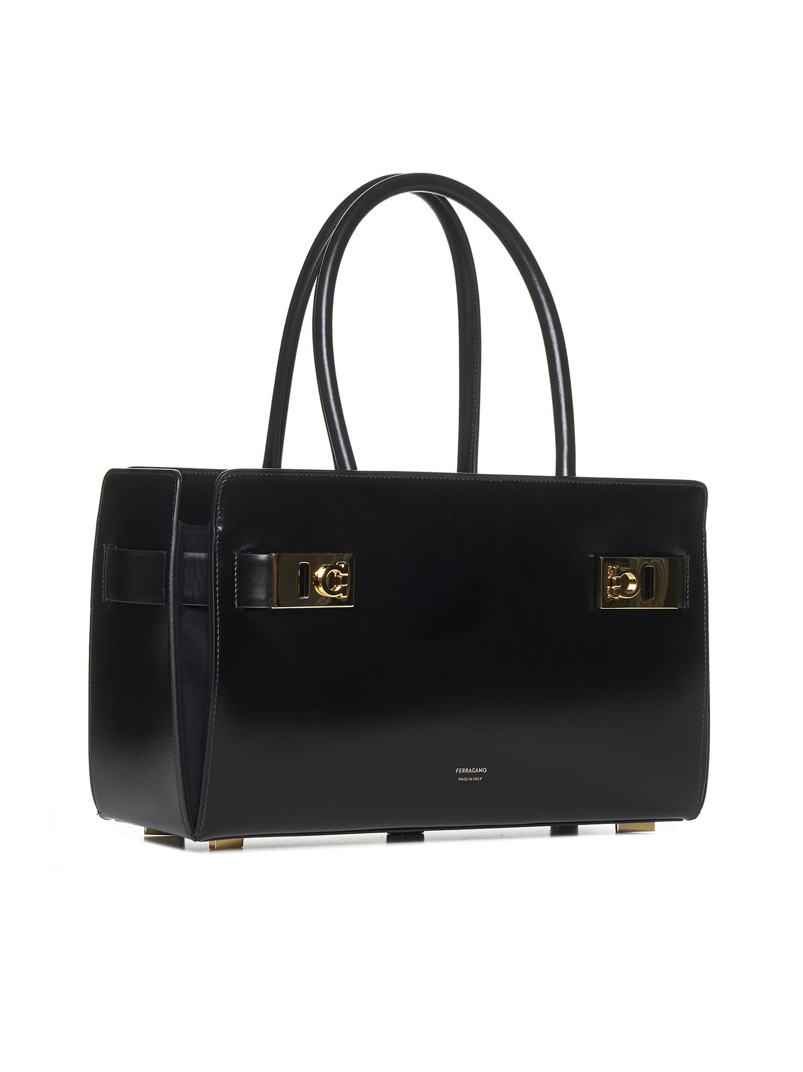 Shop Ferragamo Shoulder Bag In Double Black