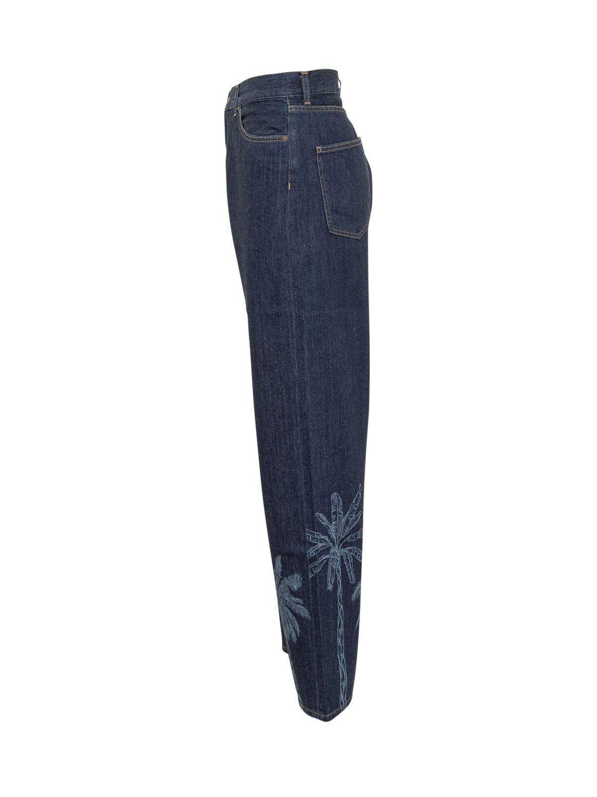 Shop Alanui Logo-patch Straight-leg Jeans In Blue