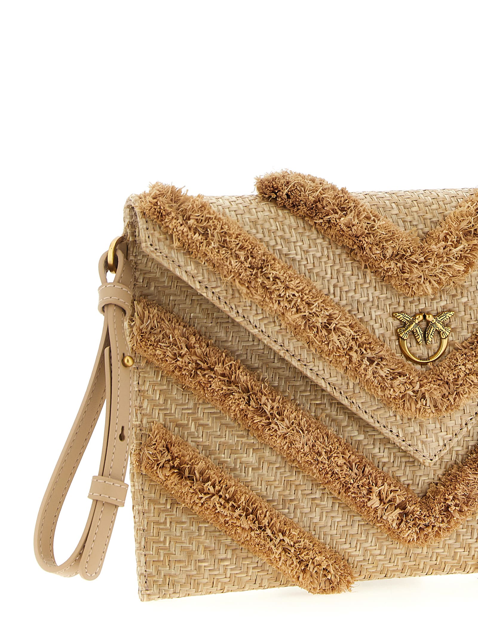 PINKO RAFFIA FLAT CLUTCH