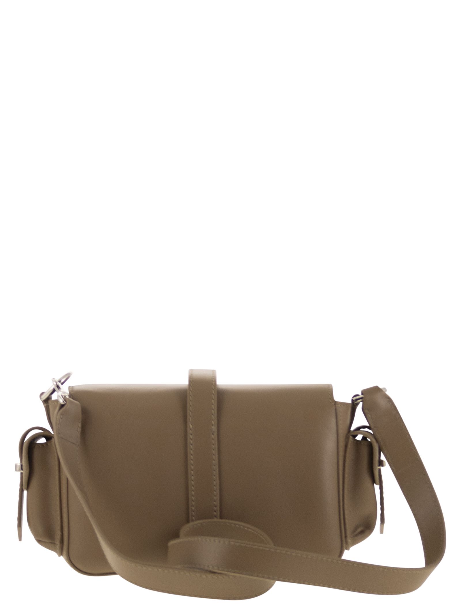 Hogan Small Leather Flap Bag In Sand