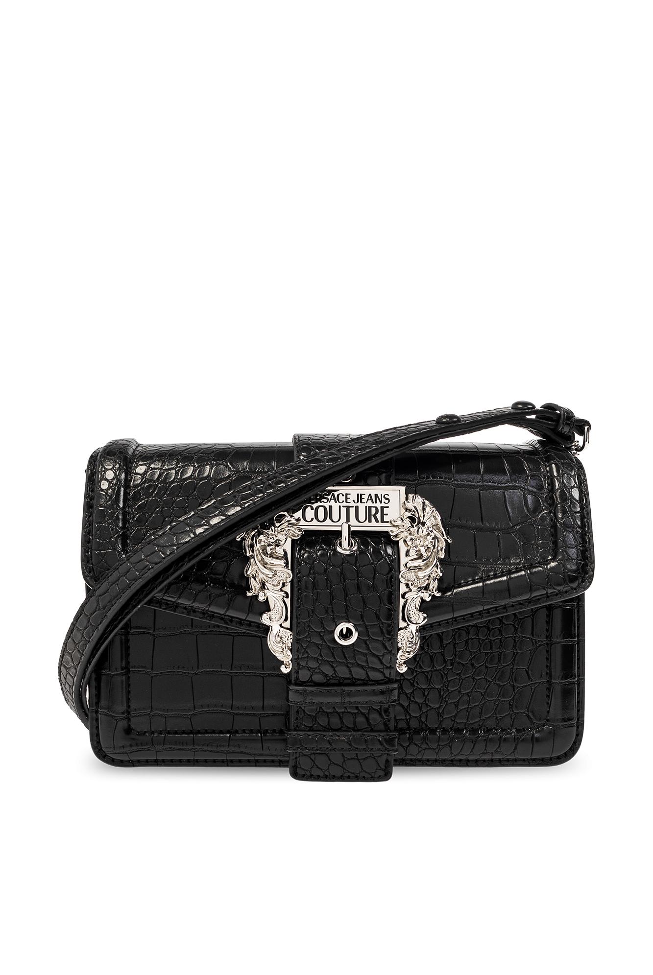 Shop Versace Jeans Couture Shoulder Bag With Logo In Black