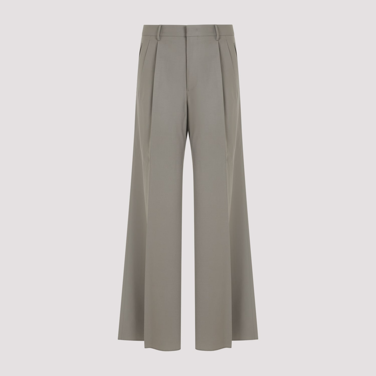 Shop Etro Double Pleat Trousers In Grigio Fango