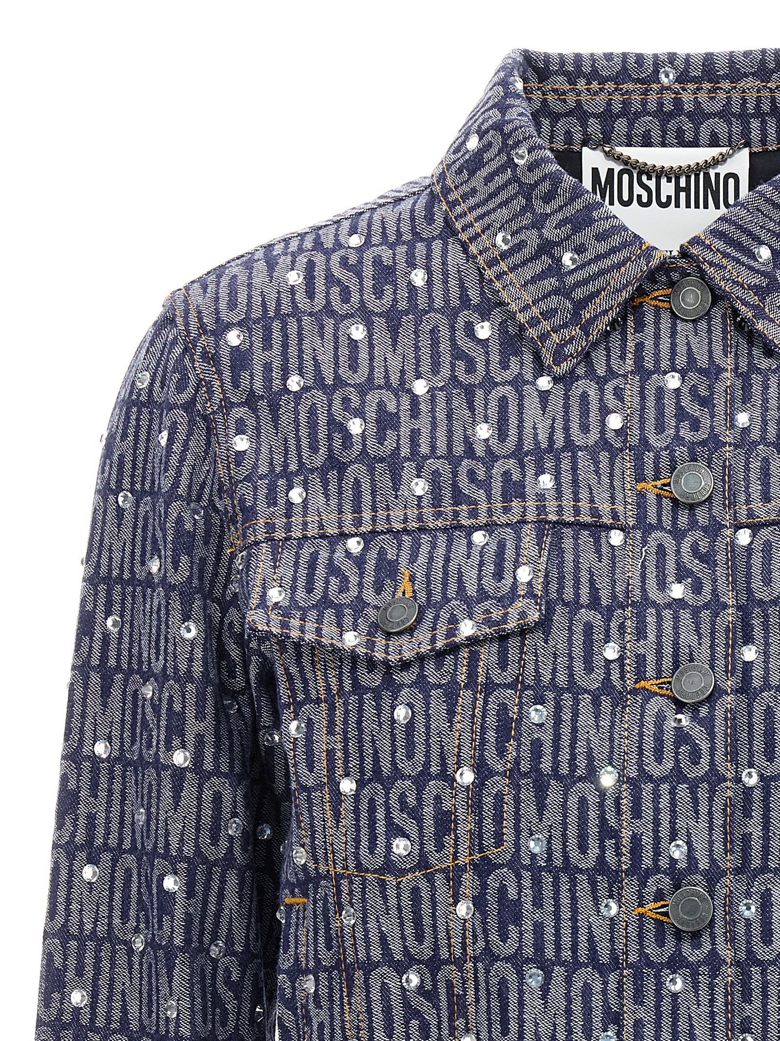 Shop Moschino Logo Jacket In Blue